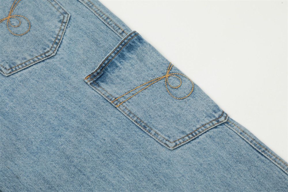 Japanese Brand × Jean Men's street washed embroidered multi-pocket work jeans Size US 32 / EU 48 - 6 Thumbnail