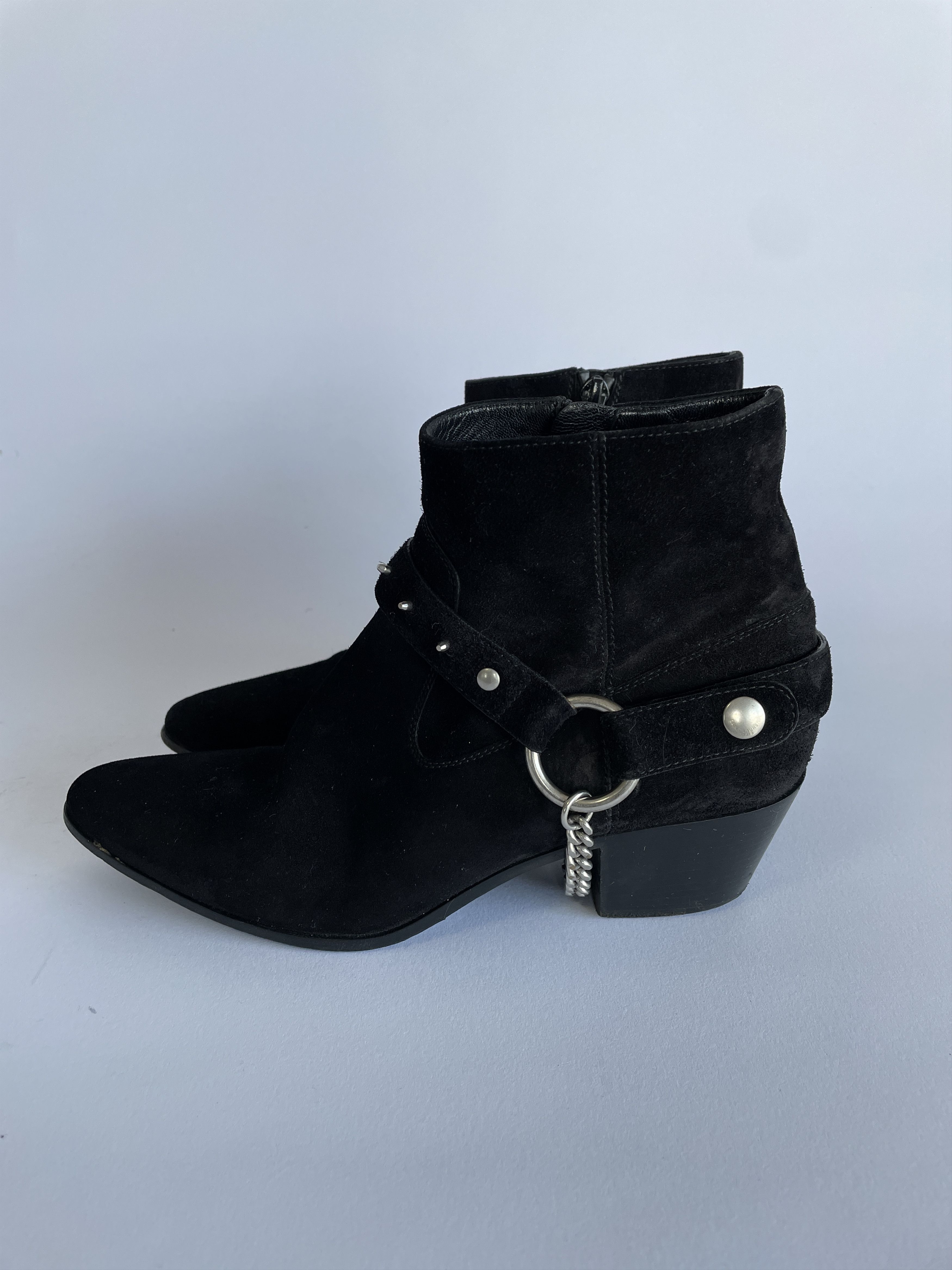 Saint Laurent Paris Saint Laurent Black Harness Suede Ankle Boots Size 37 EU Size US 7 / IT 37 - 3 Thumbnail
