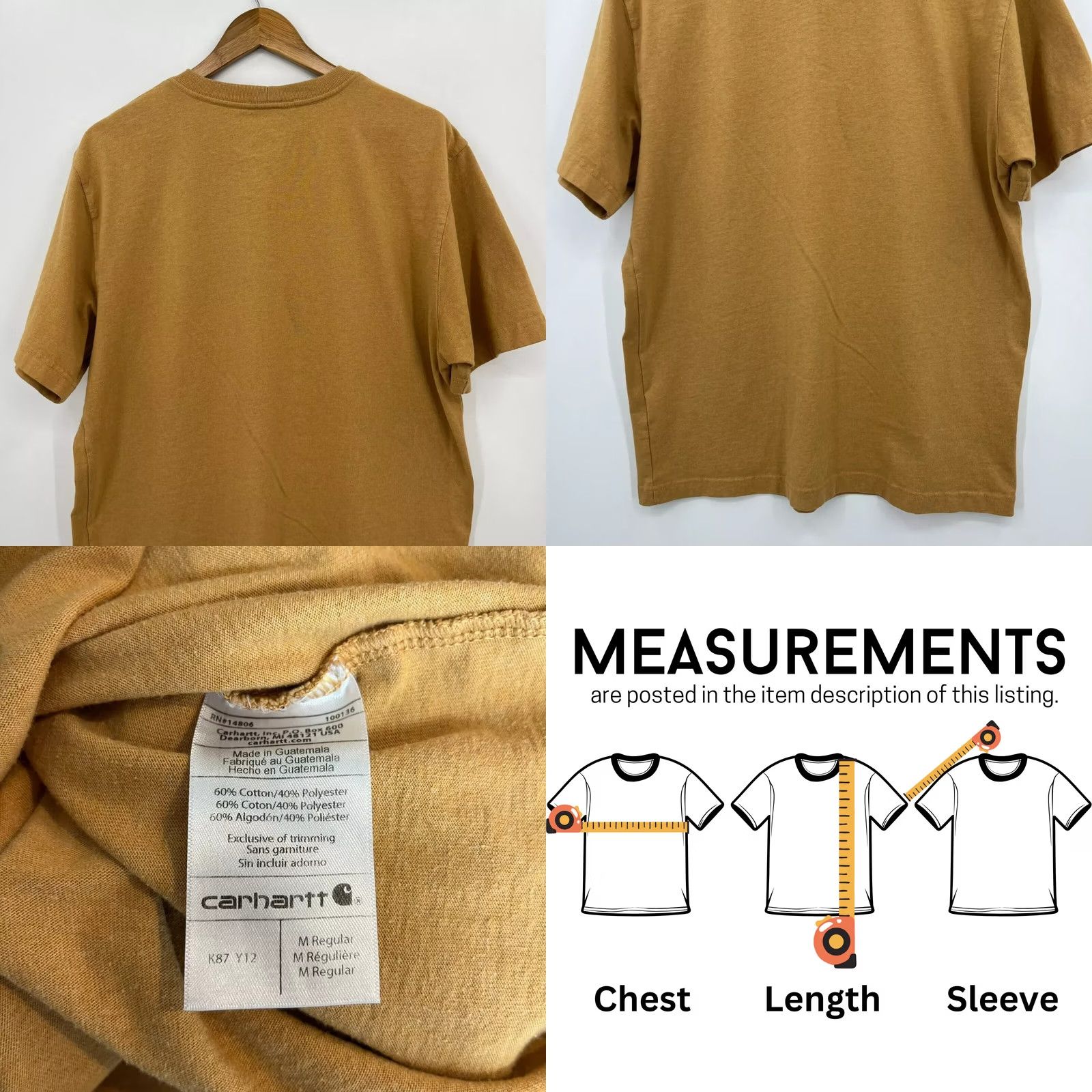 Carhartt Carhartt T-Shirt Men's M Beige Pocket Workwear Short Sleeve Crew Neck Size US M / EU 48-50 / 2 - 8 Thumbnail