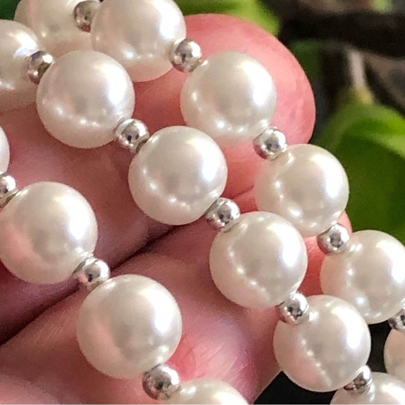 Handmade Handcrafted triple strand Pearl genuine ruby necklace Size ONE SIZE - 15 Thumbnail
