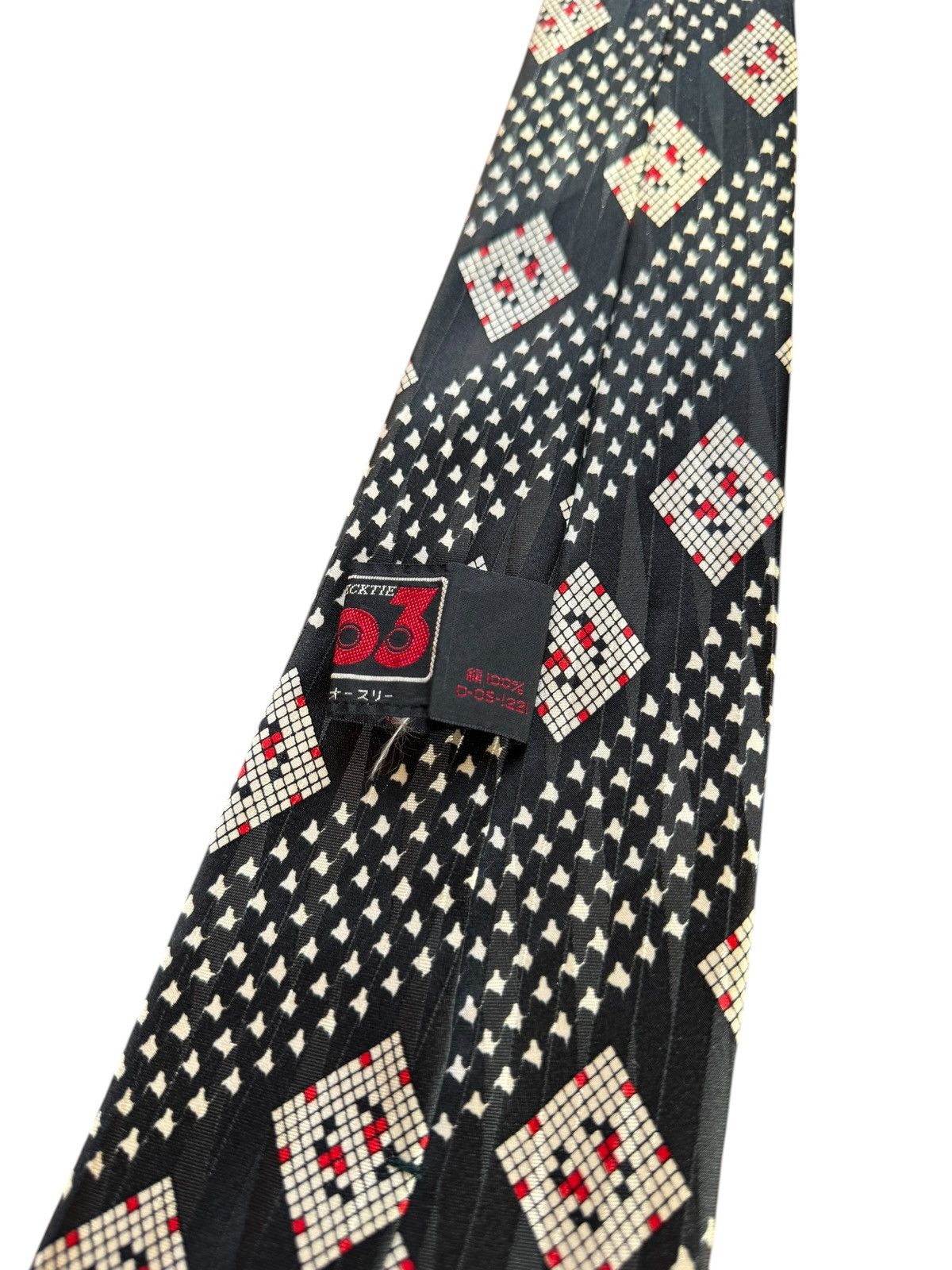 Other 303 Vintage Black Silk Tie with Ivory Dice Motif Size ONE SIZE - 2 Thumbnail