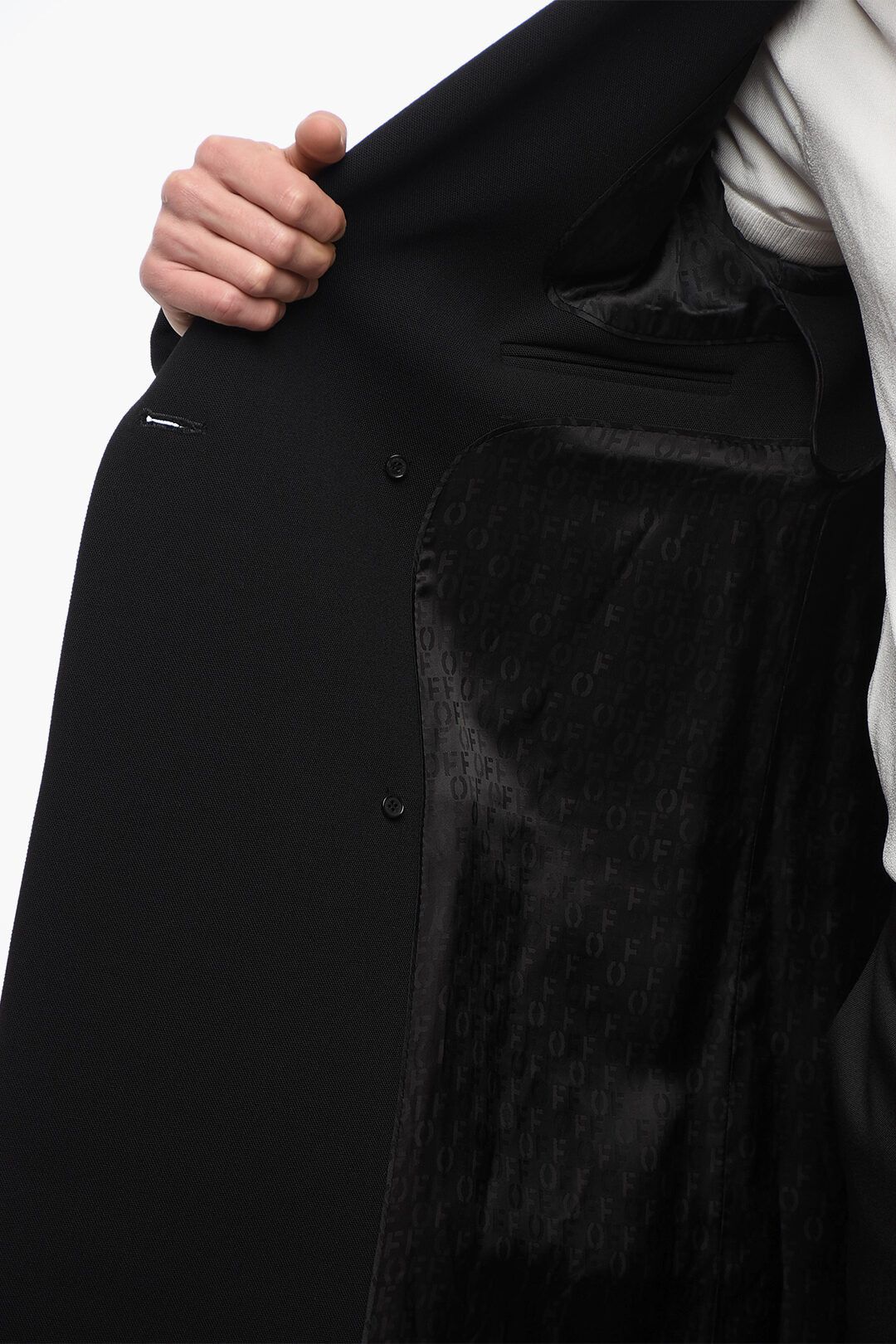 Off-White og1mm1025 Double-breasted Virgin Wool Coat in Black Size US M / EU 48-50 / 2 - 5 Thumbnail