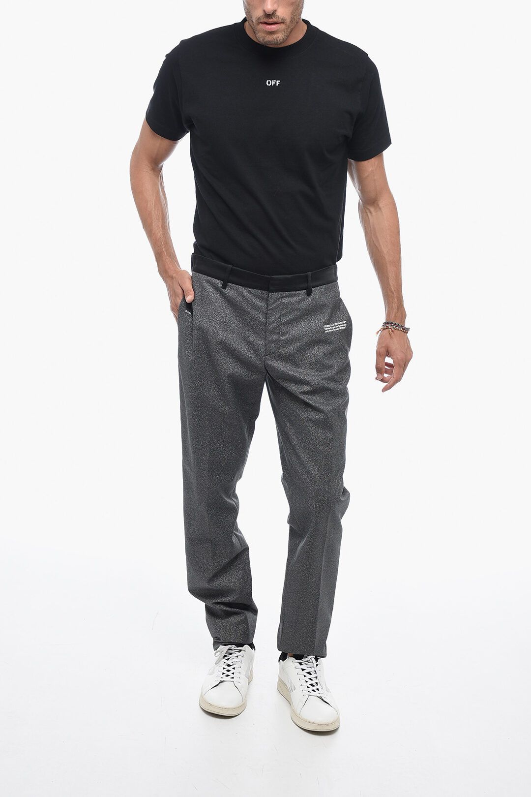 Off-White og1mm0824 Glittery Tailoring Pant in Silver Grey Size US 34 / EU 50 - 4 Thumbnail