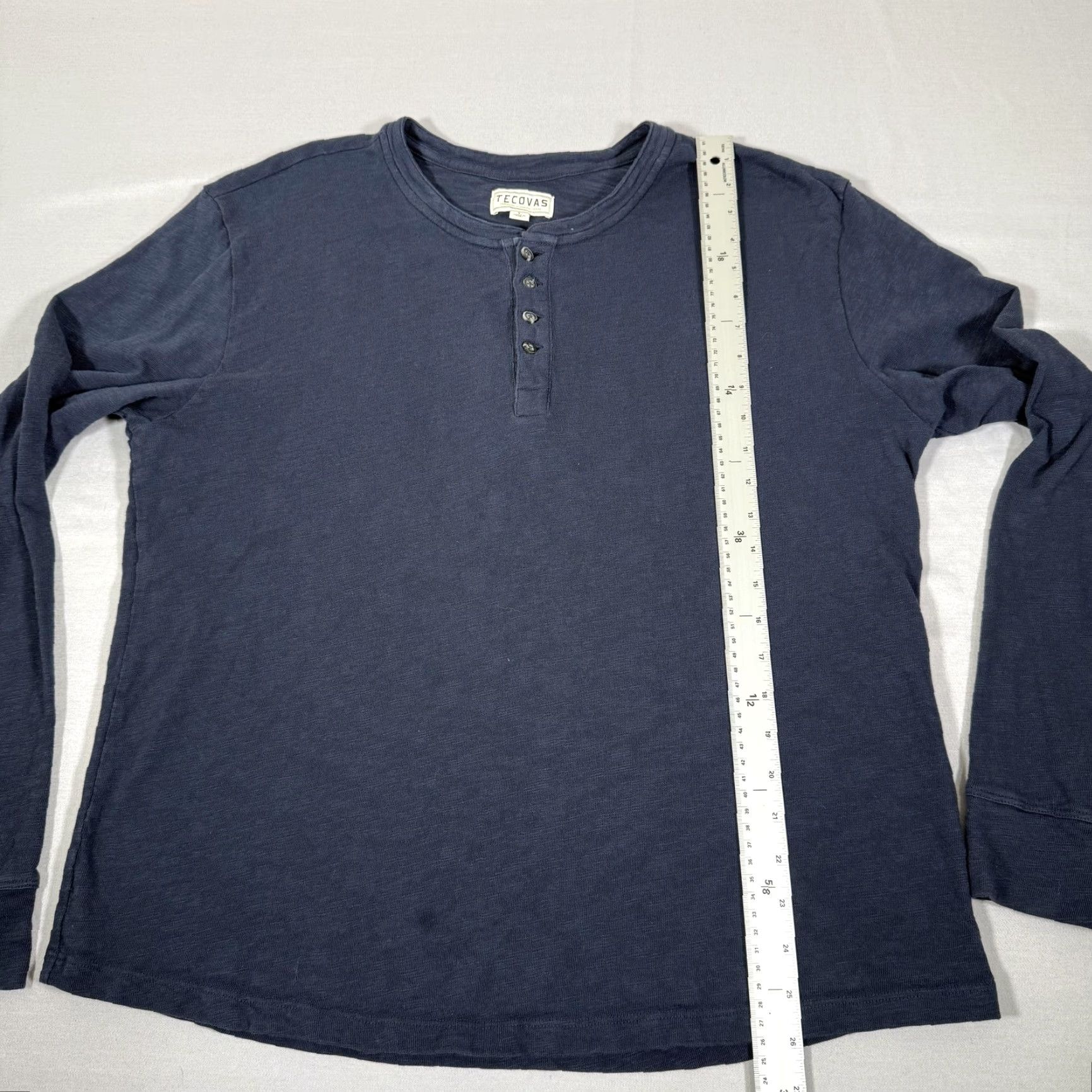 Tecovas Tecovas Shirt Mens Large Blue Henley Long Sleeve Western Cowboy Work Cotton Tee Size US L / EU 52-54 / 3 - 6 Thumbnail