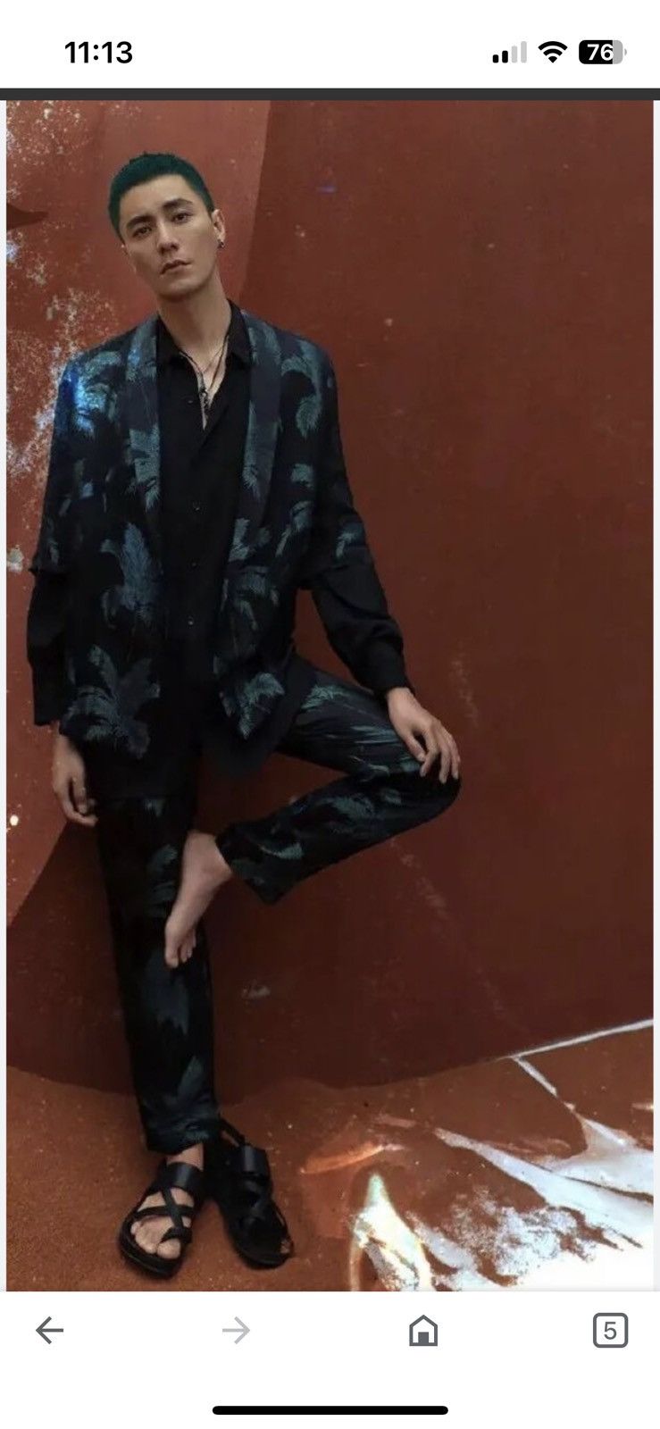 Saint Laurent Paris shawl lapel silk jacquard jacket and pants Size 46R - 3 Thumbnail