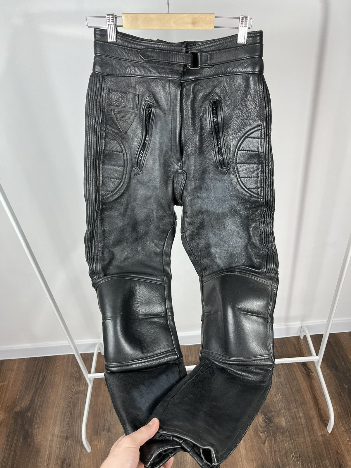 Leather Black Leather Motorcycle Pants Biker Riding Moto Pants Size US 28 / EU 44 - 7 Thumbnail