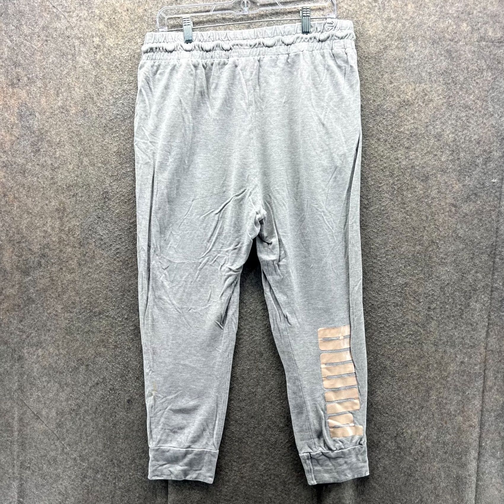 Puma Puma Jogger Pants Women XL Gray Tapered Leg Drawstring Waist Logo Gym Size 40" / US 18 - 2 Thumbnail