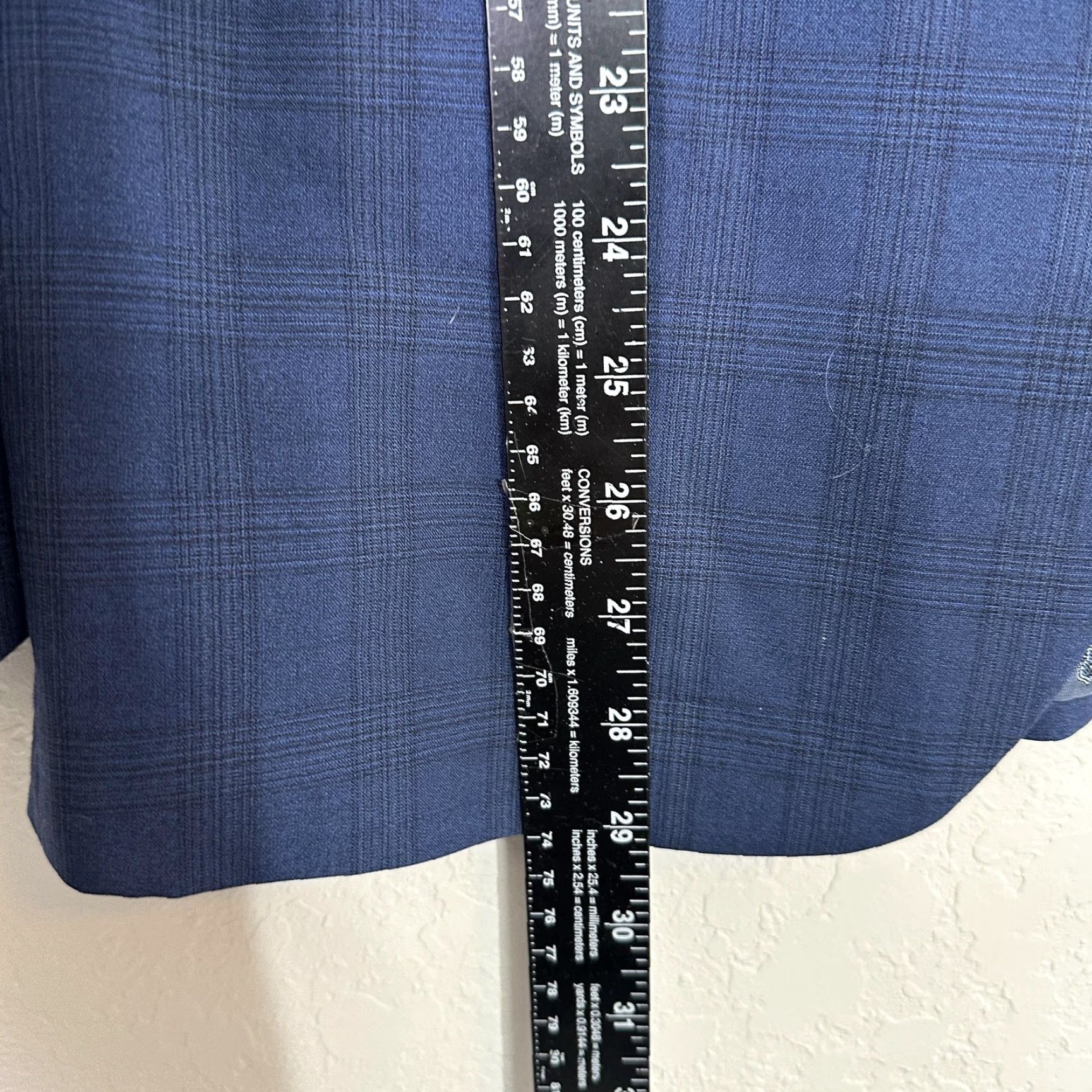 John Varvatos John Varvatos Blazer Mens 40 Blue Plaid Wool Two Button Slim Fit Size 40R - 7 Thumbnail