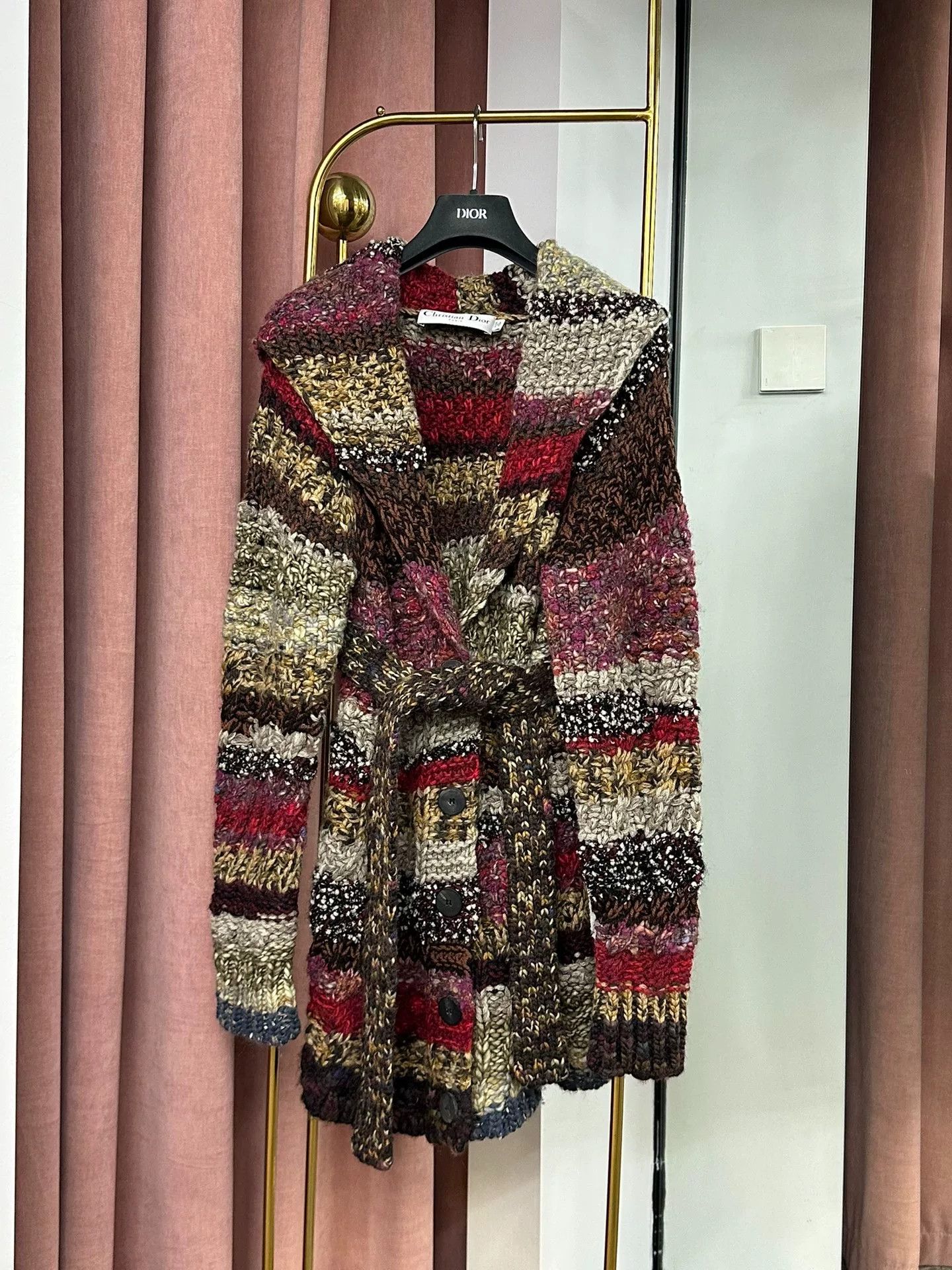Dior Dior Colored Wool Knit Coat with Belt Size XXS / US 00 / IT 34 - 1 Thumbnail
