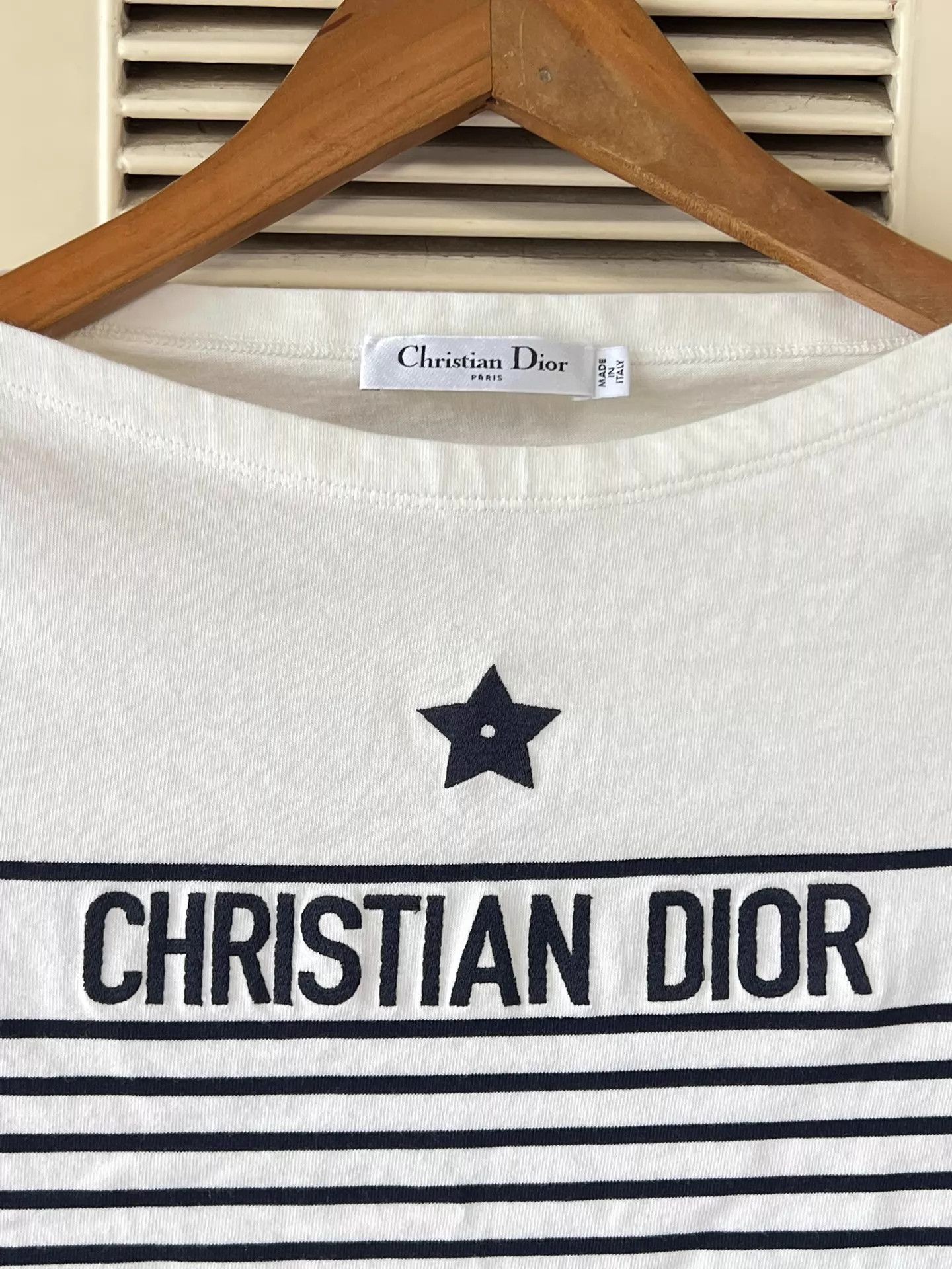 Dior Dior B&W Stripe Lucky Star Logo Embroidered Tee XS Size XS / US 0-2 / IT 36-38 - 3 Thumbnail