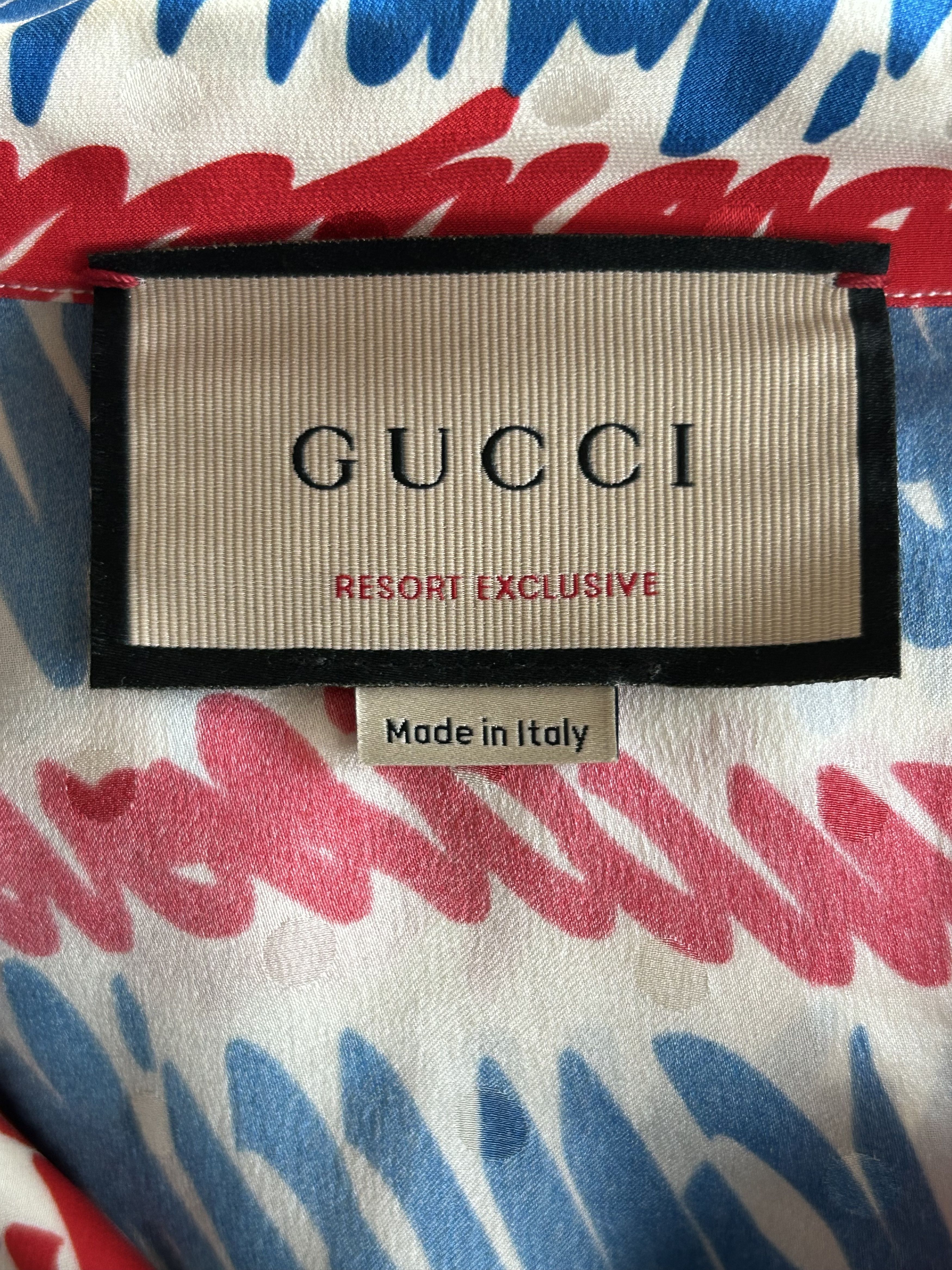 Gucci Gucci Blue & Red Love You Silk Button Up Shirt Size US XXL / EU 58 / 5 - 3 Thumbnail