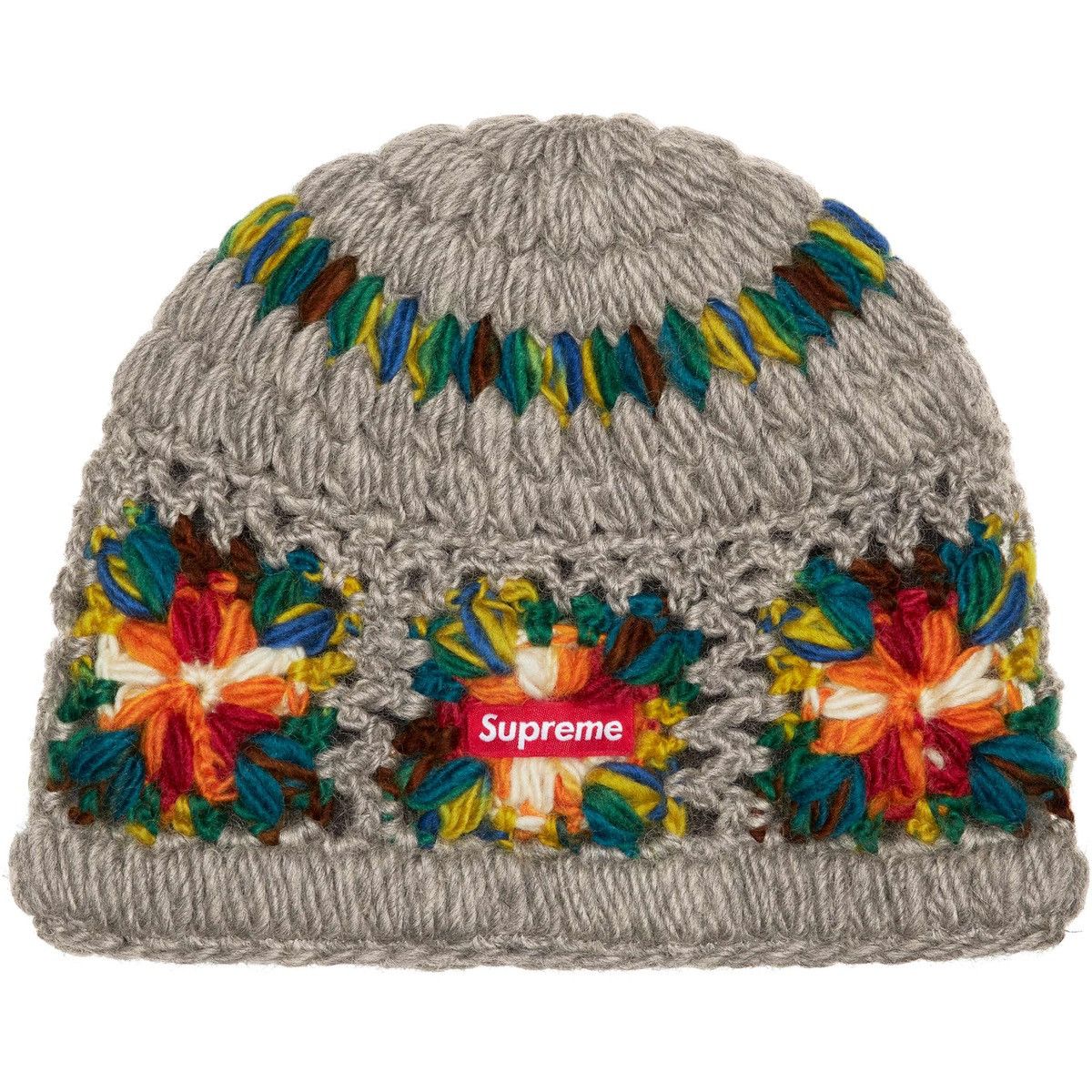 Supreme Supreme Crochet Beanie (Heather Grey) Size ONE SIZE - 1 Thumbnail