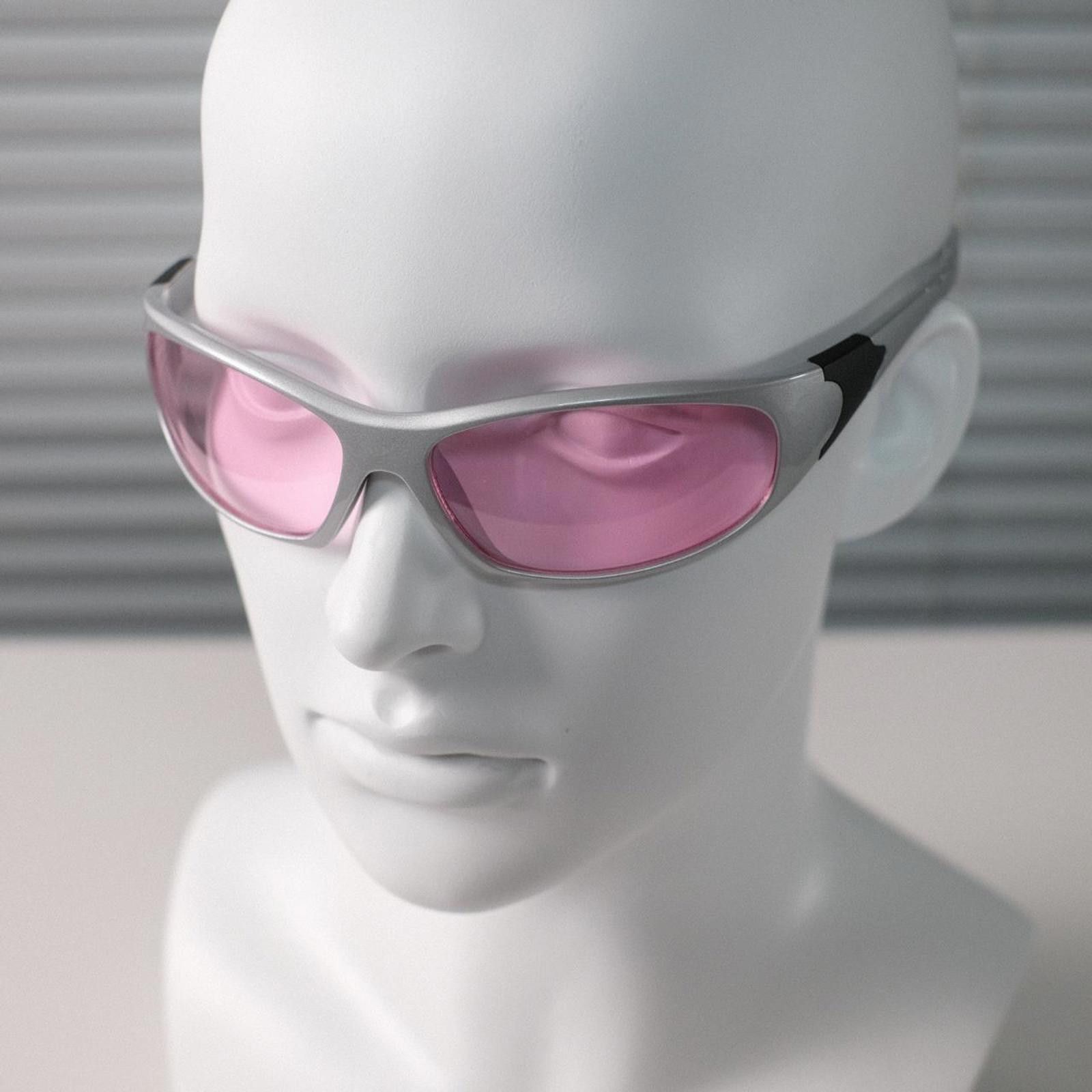 Japanese Brand Vintage Y2k Avant Garde Futuristic Sliver Pink Sunglasses Size ONE SIZE - 6 Thumbnail