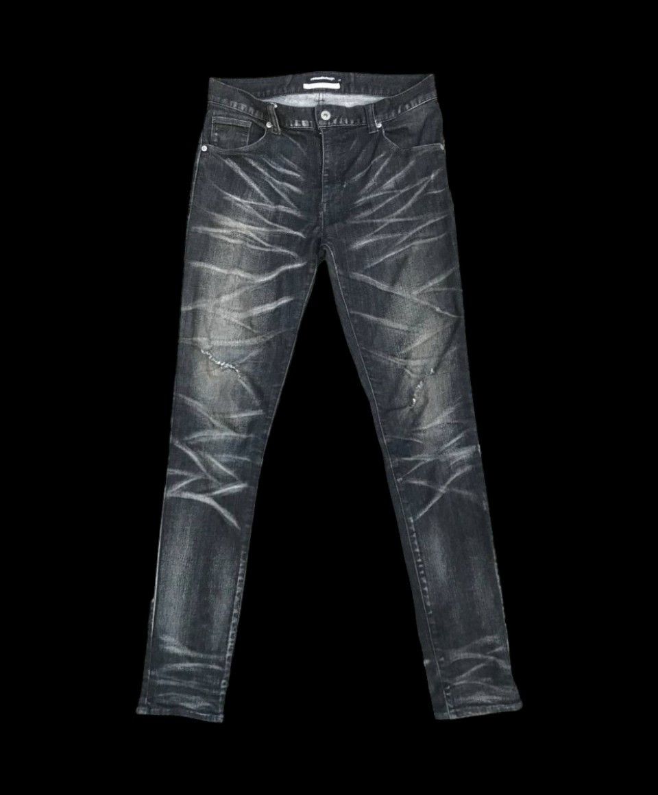 Tornado Mart × semanticdesign Semantic JAPAN Herringbone Black wash Distressed jean Slim Size US 29 - 1 Thumbnail