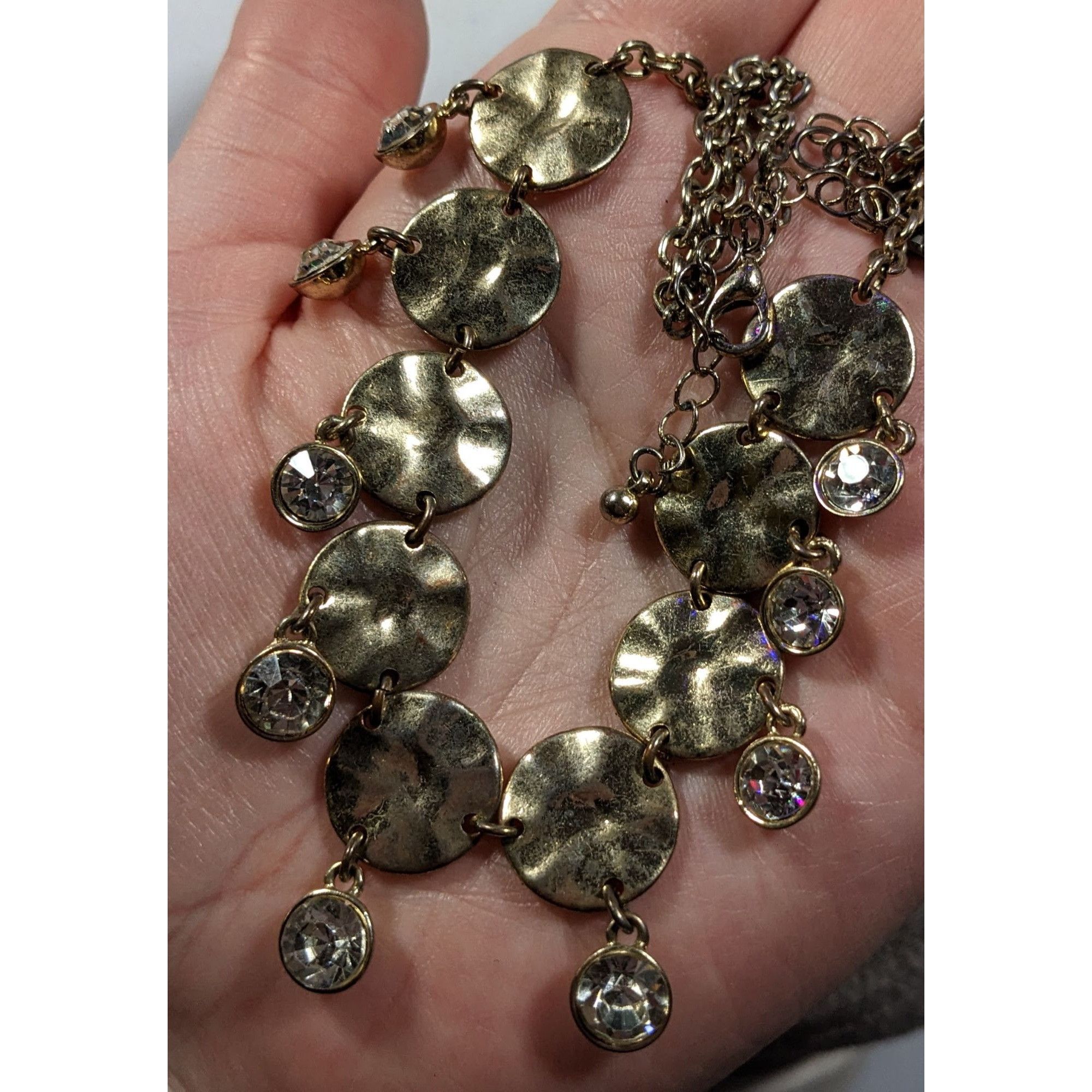 Other Brutalist Glam Gold Tone Charm Rhinestone Necklace Size ONE SIZE - 5 Thumbnail