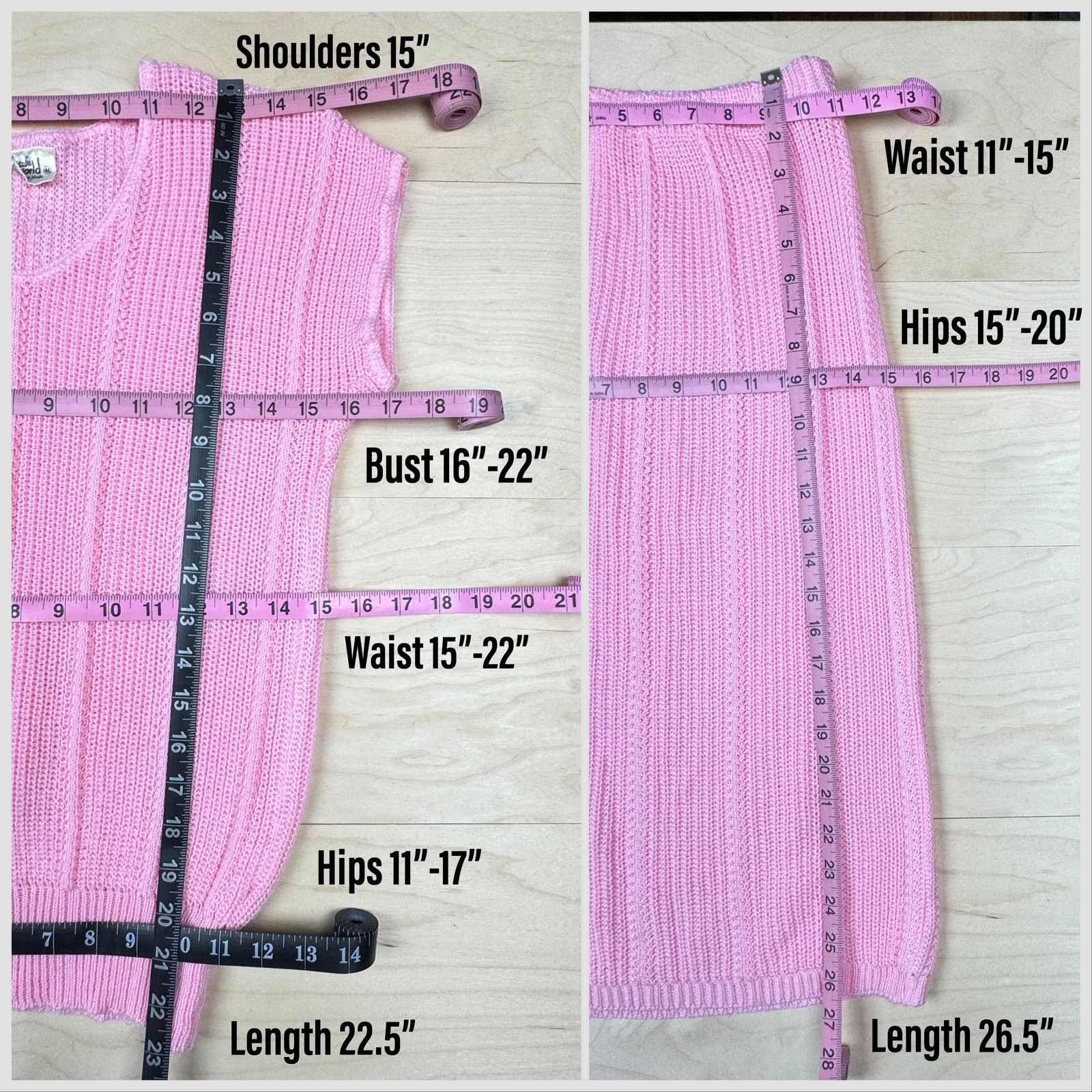 Vintage Vintage 1970s Pink Knit Matching Sweater & Skirt 2-Piece Set Size 25" / US 0 / IT 36 - 5 Thumbnail