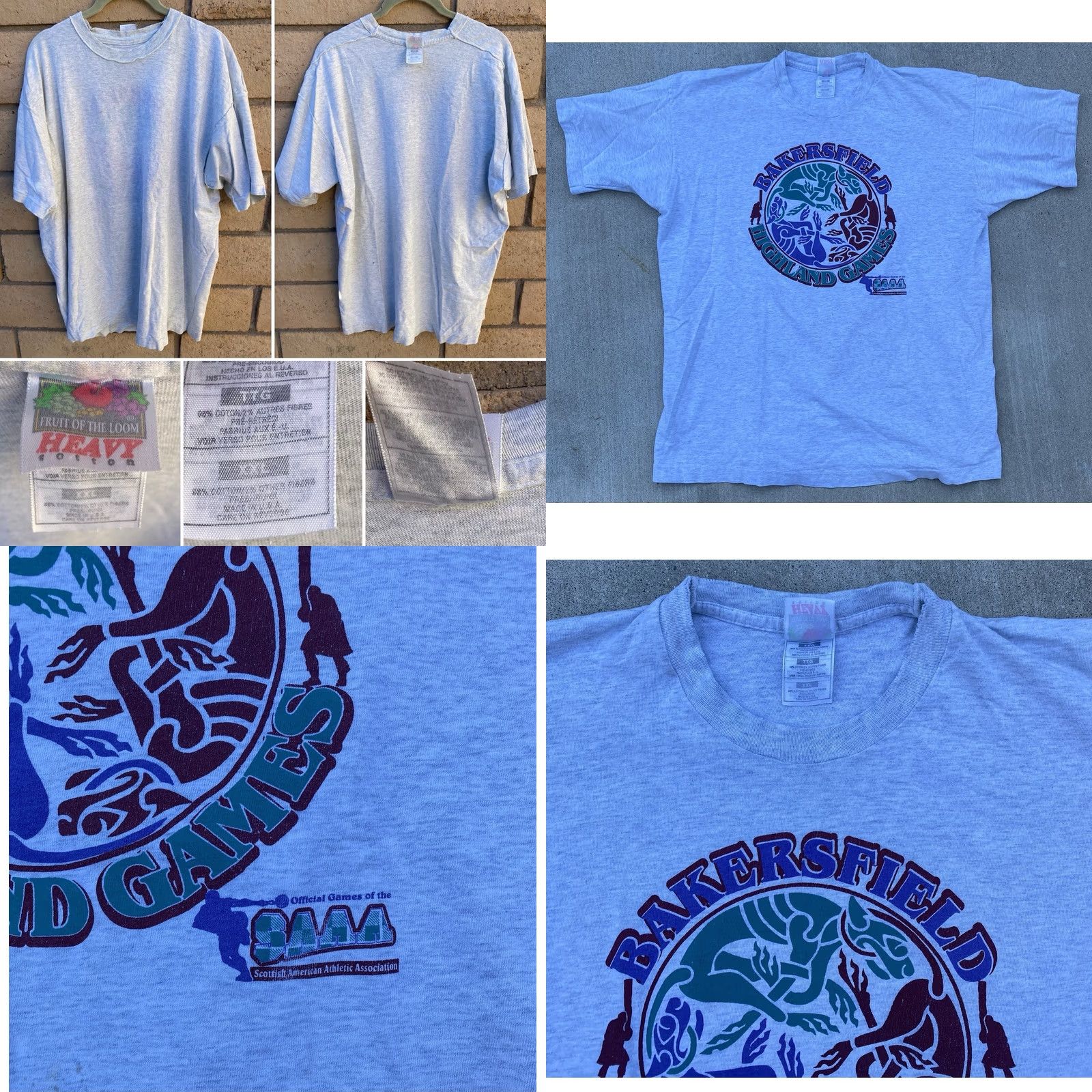 Fruit Of The Loom Vtg Bakersfield Highland Games T Shirt Scottish American Athletic Assoc Sz 2XL Size US XXL / EU 58 / 5 - 9 Thumbnail