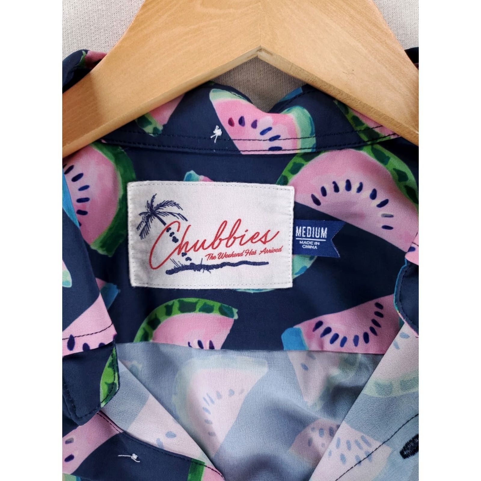 Chubbies Chubbies Button-Down Shirt Short Sleeve Mens M Blue Watermelon Pink Button-Up Shirt M Mens Size US M / EU 48-50 / 2 - 2 Thumbnail