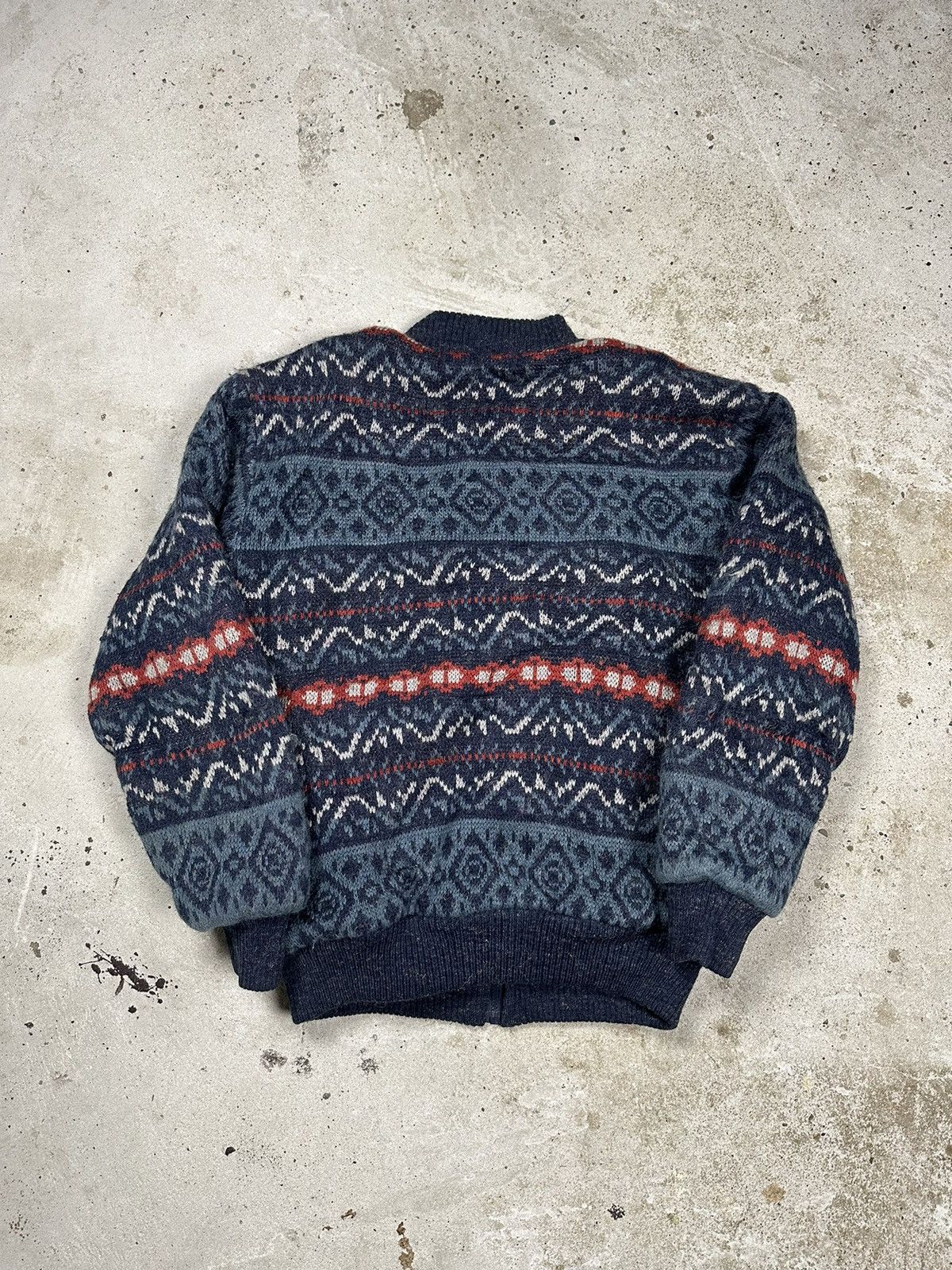 Japanese Brand × Vintage Vintage 90s Wool Abstract Geometric Bomber Jacket Sherpa Size US S / EU 44-46 / 1 - 2 Thumbnail