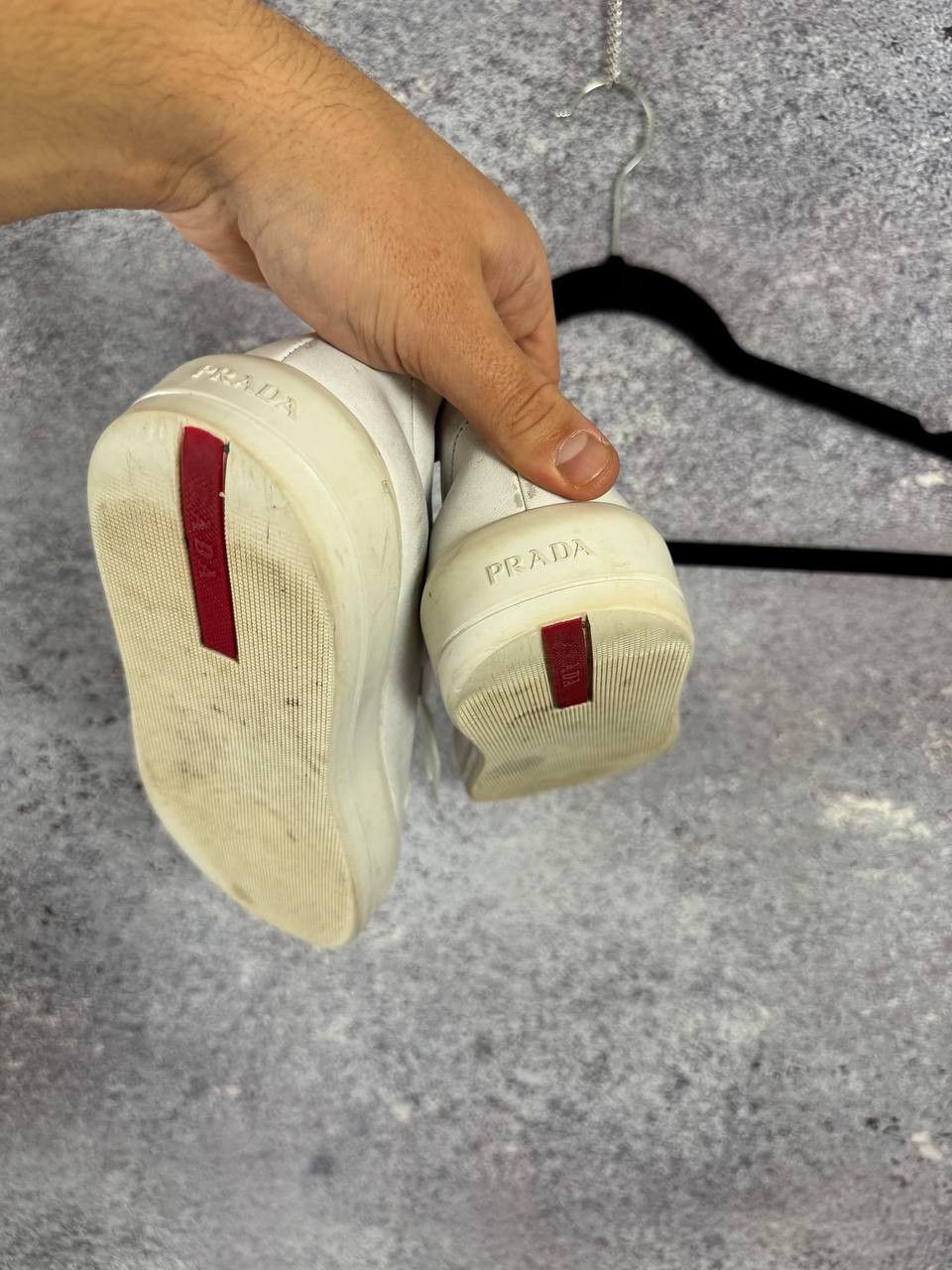 Prada × Vintage Prada Leather Lace-Up Sneakers White Women's 38 Size Size US 8 / IT 38 - 6 Thumbnail
