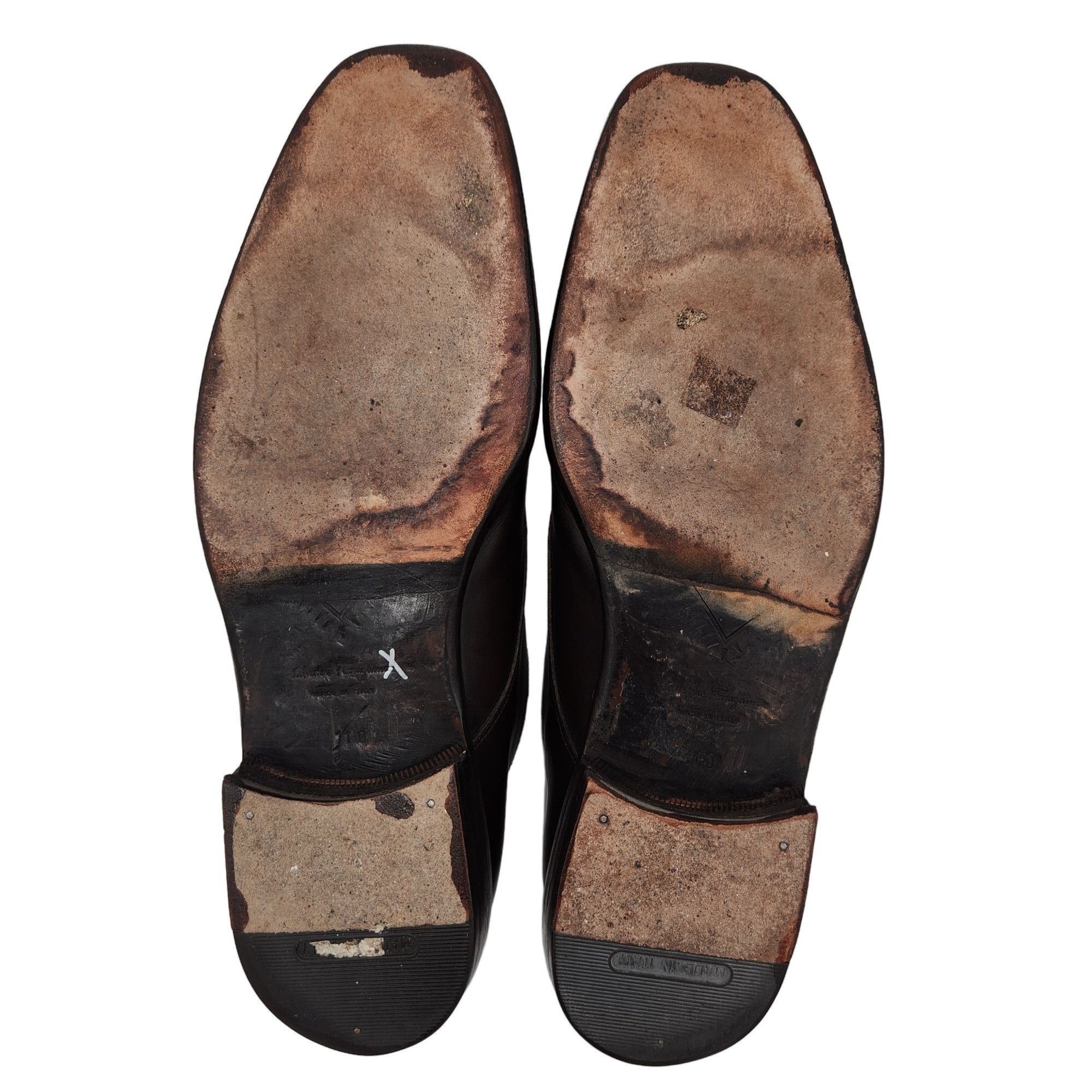 Salvatore Ferragamo Vintage Salvatore Ferragamo Italy Mens 11 Dark Brown Leather Size US 11 / EU 44 - 3 Thumbnail