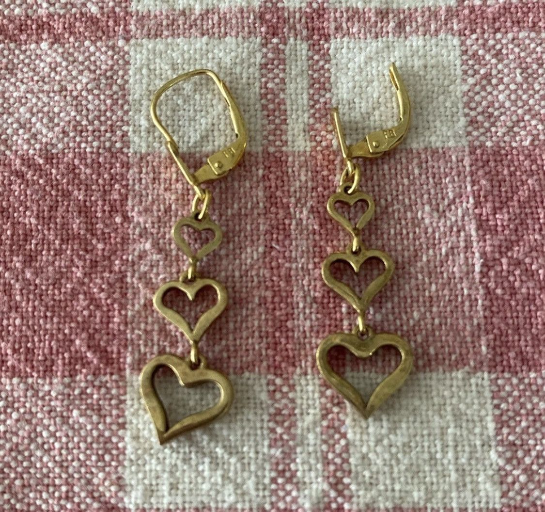 Other FB FRANZ BREUNING 333 GOLD 8K TRIPLE HEART DANGLE EARRINGS Size ONE SIZE - 4 Thumbnail