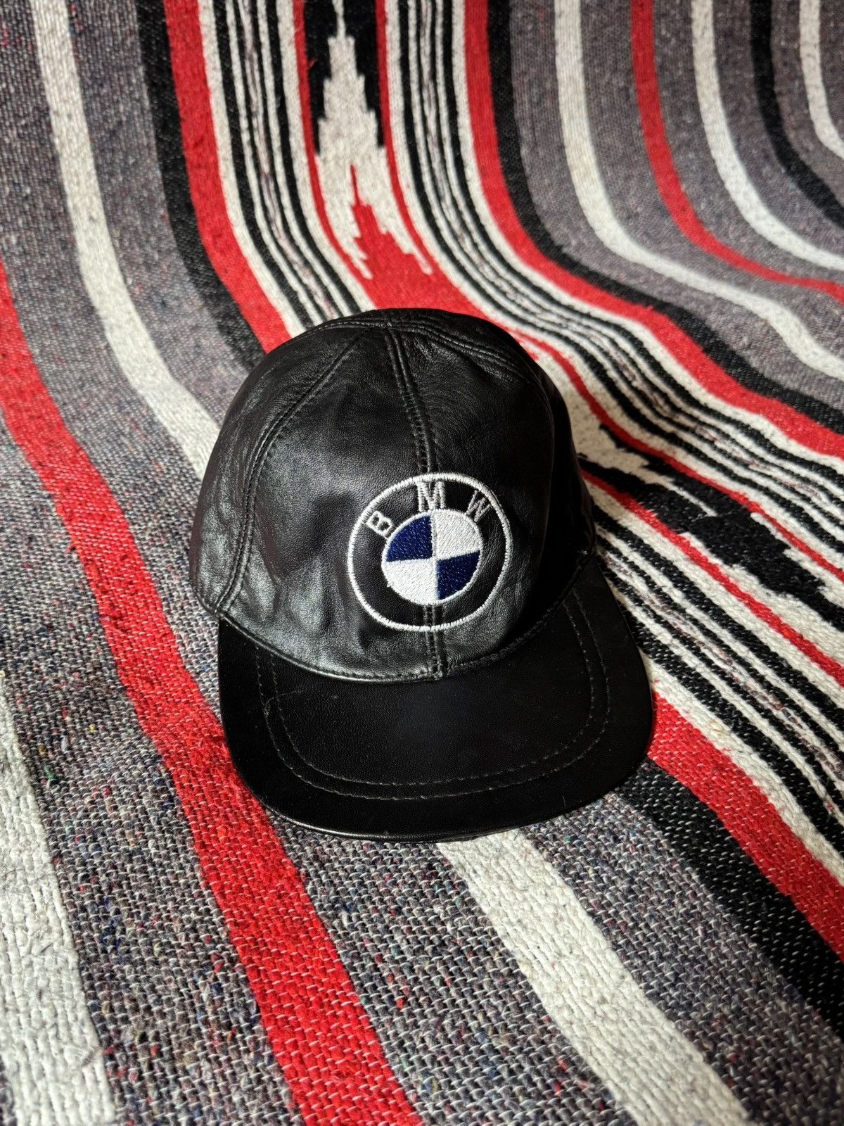 Vintage Rare BMW y2k Genuine Leather Moto Racing Hat