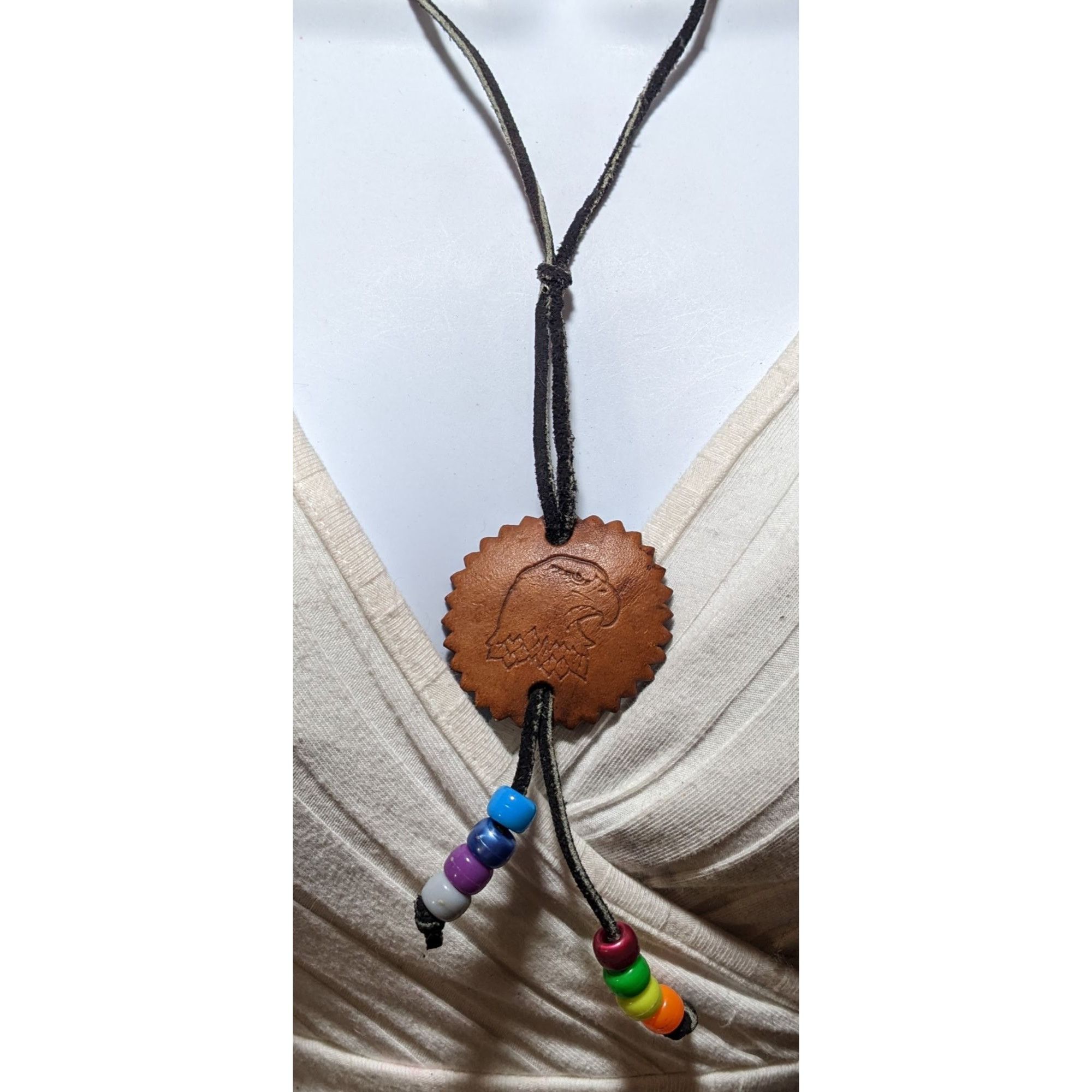 Other Handmade Leather Eagle Medallion Necklace Size ONE SIZE - 6 Thumbnail
