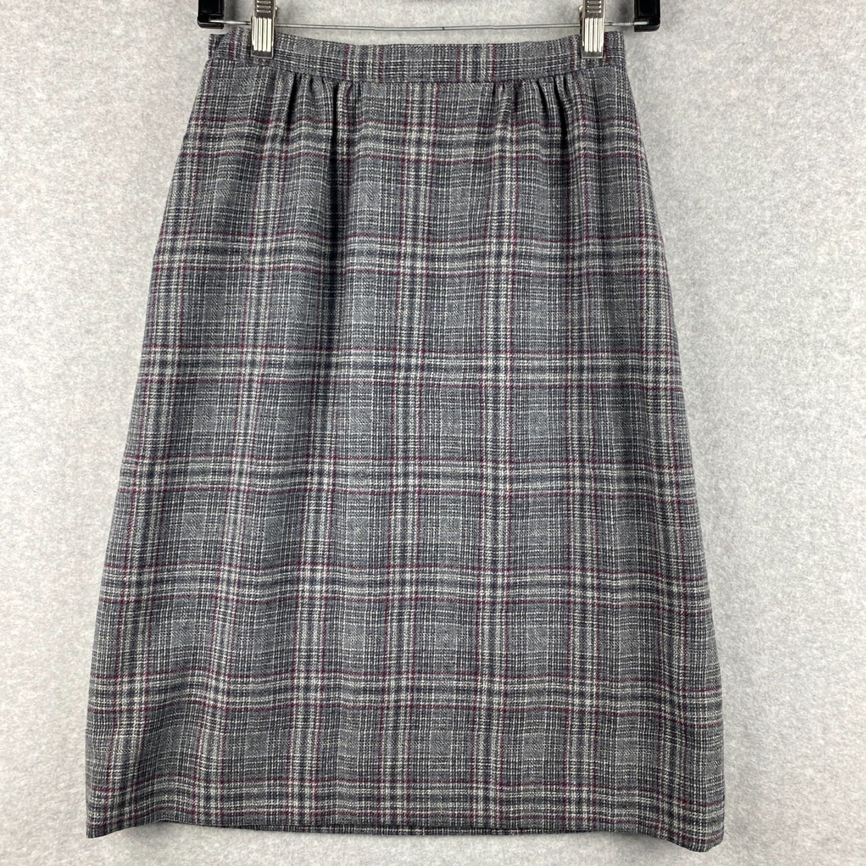 Pendleton VINTAGE Pendleton Skirt 4 Womens Gray Tartan Plaid Wool USA Made 70s Size 27" / US 4 / IT 40 - 5 Thumbnail