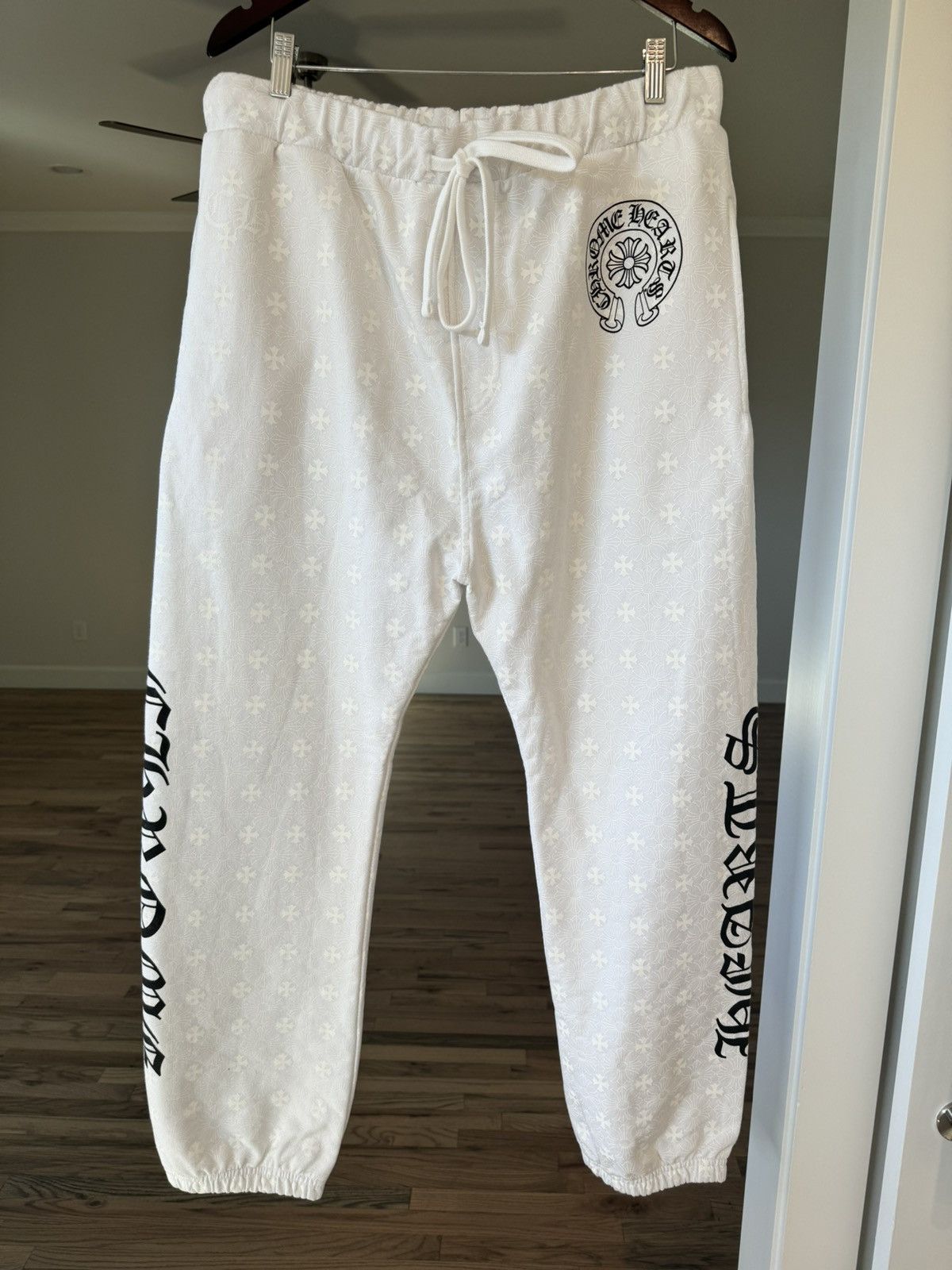 image of Chrome Hearts Monogram White Sweatpants, Men's (Size 36)