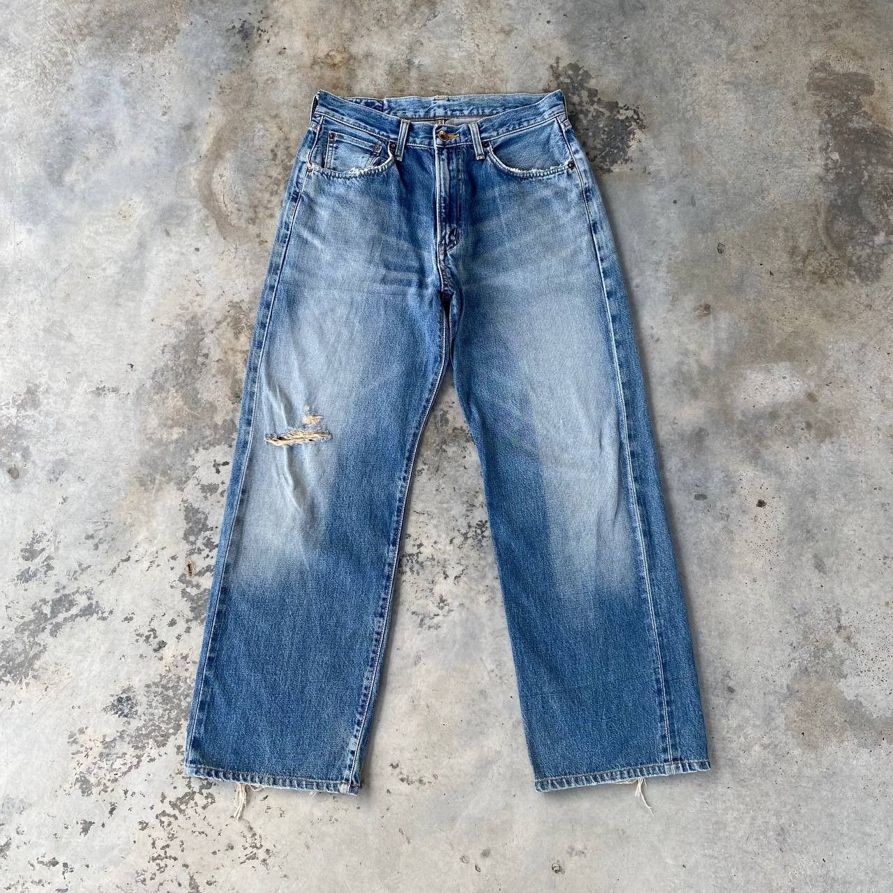 Edwin VTG 90S EDWIN 505 REDLINE GRUNGE BLUEWASH DISTRESSED DENIM Size US 29 - 1 Thumbnail