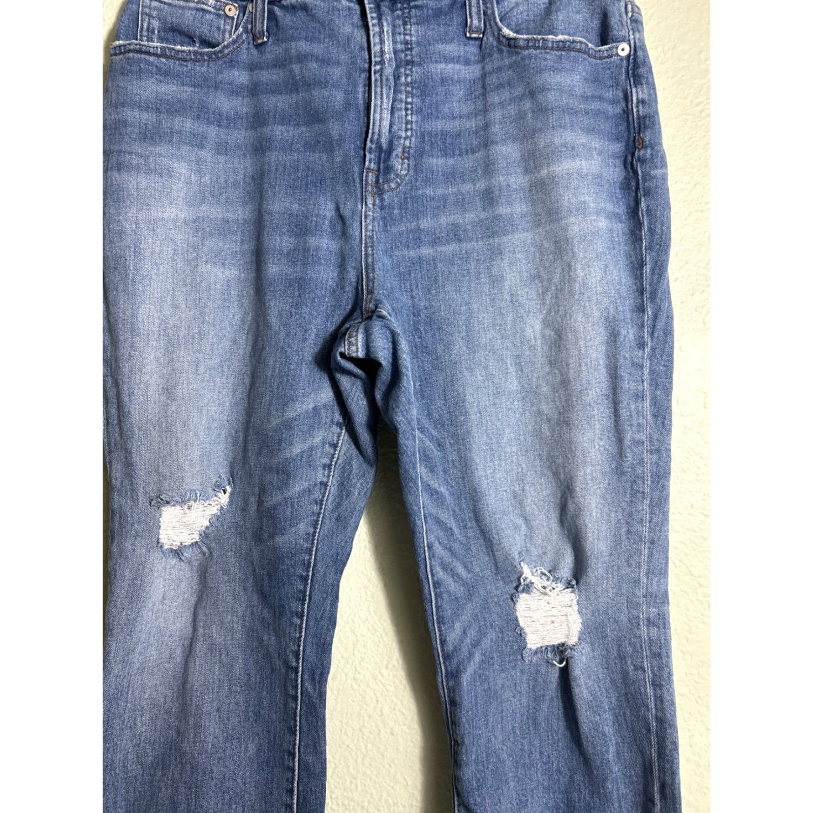 Madewell VINTAGE Madewell Jeans Medium Wash Distressed Raw Hem 33x24 Women Straight 33 24 Blue Size 24" / US 00 / IT 34 - 3 Thumbnail