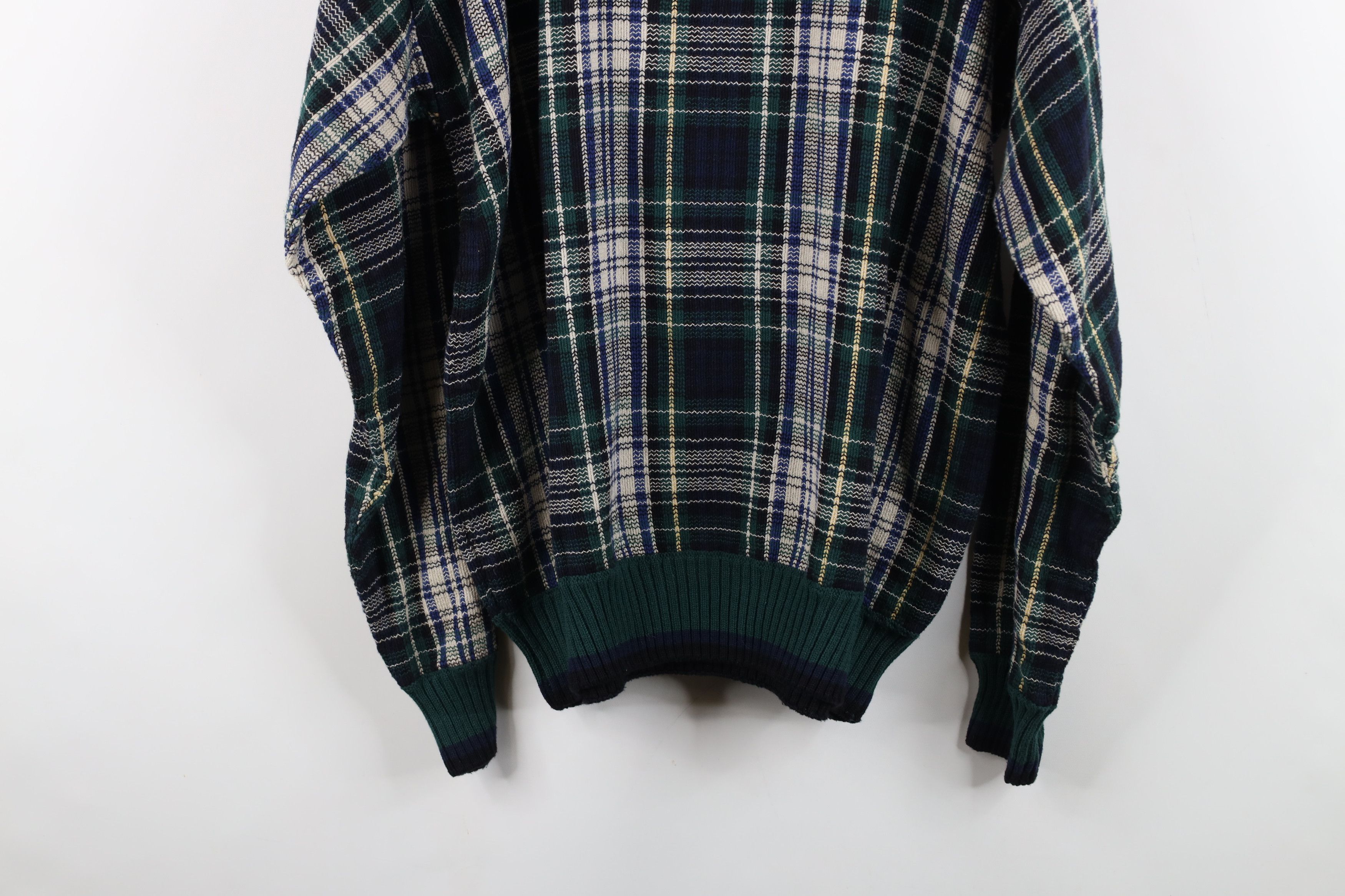 Vintage Vintage 90s Streetwear Cotton Knit Crewneck Sweater Plaid Size US M / EU 48-50 / 2 - 11 Thumbnail