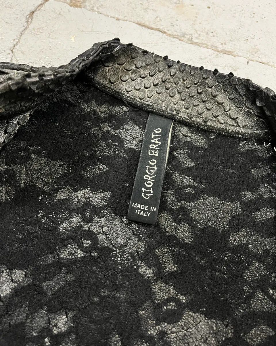 Giorgio Brato Giorgio Brato Grey Leather Snakeskin Effect Blazer Jacket Size M / US 6-8 / IT 42-44 - 10 Thumbnail