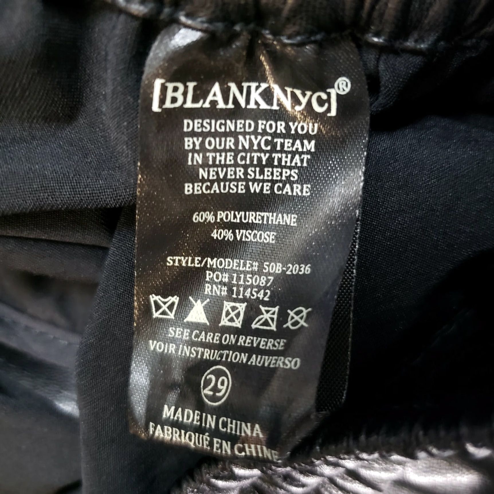 Vintage BLANKNYC Womens Faux Leather Jogger Pants Sz 29 Black Drawstring Pants Jeans Trousers Size 29" - 6 Thumbnail
