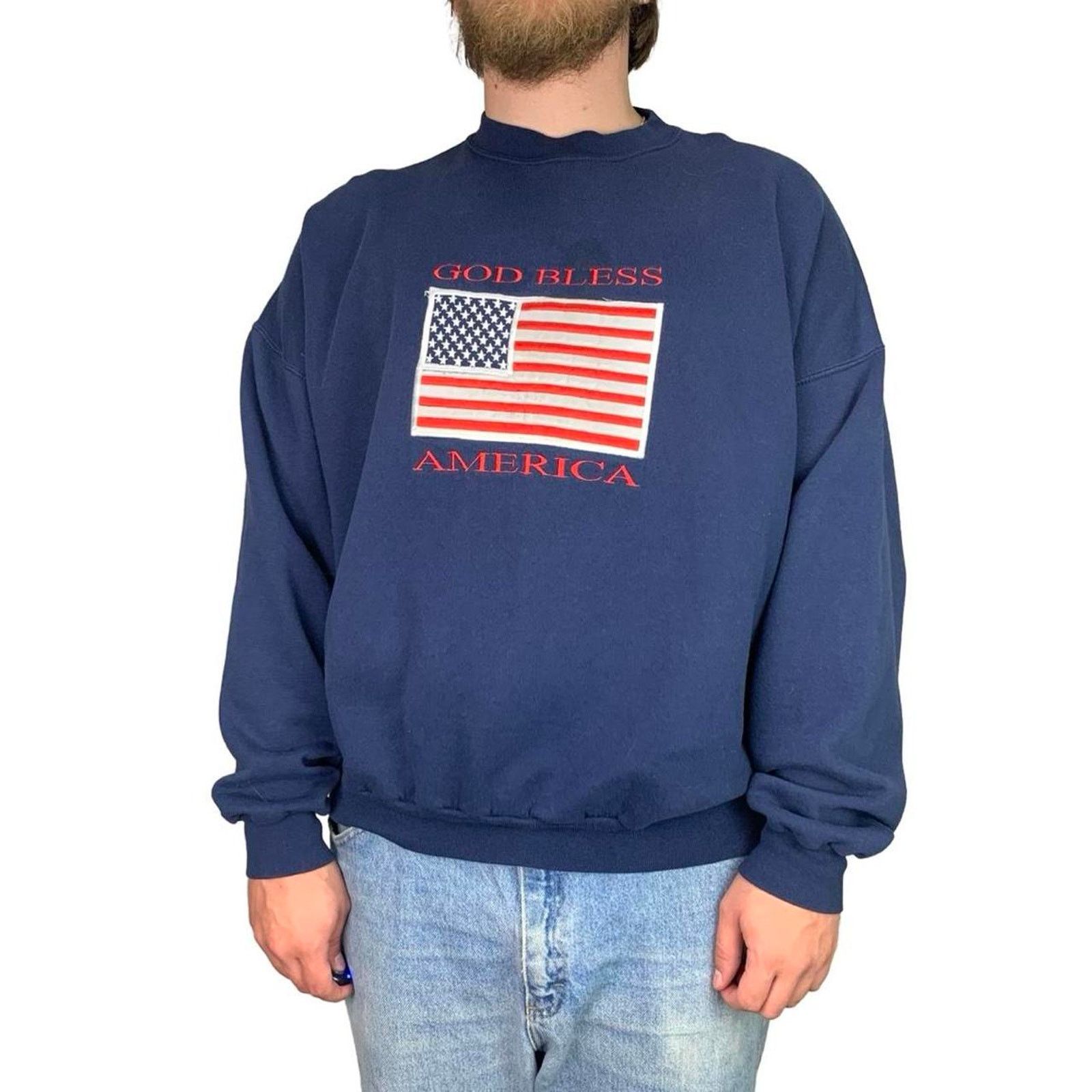 Vintage Vintage 90s Patriotic Embroidered Crewneck Sweatshirt Size US XXL / EU 58 / 5 - 3 Thumbnail
