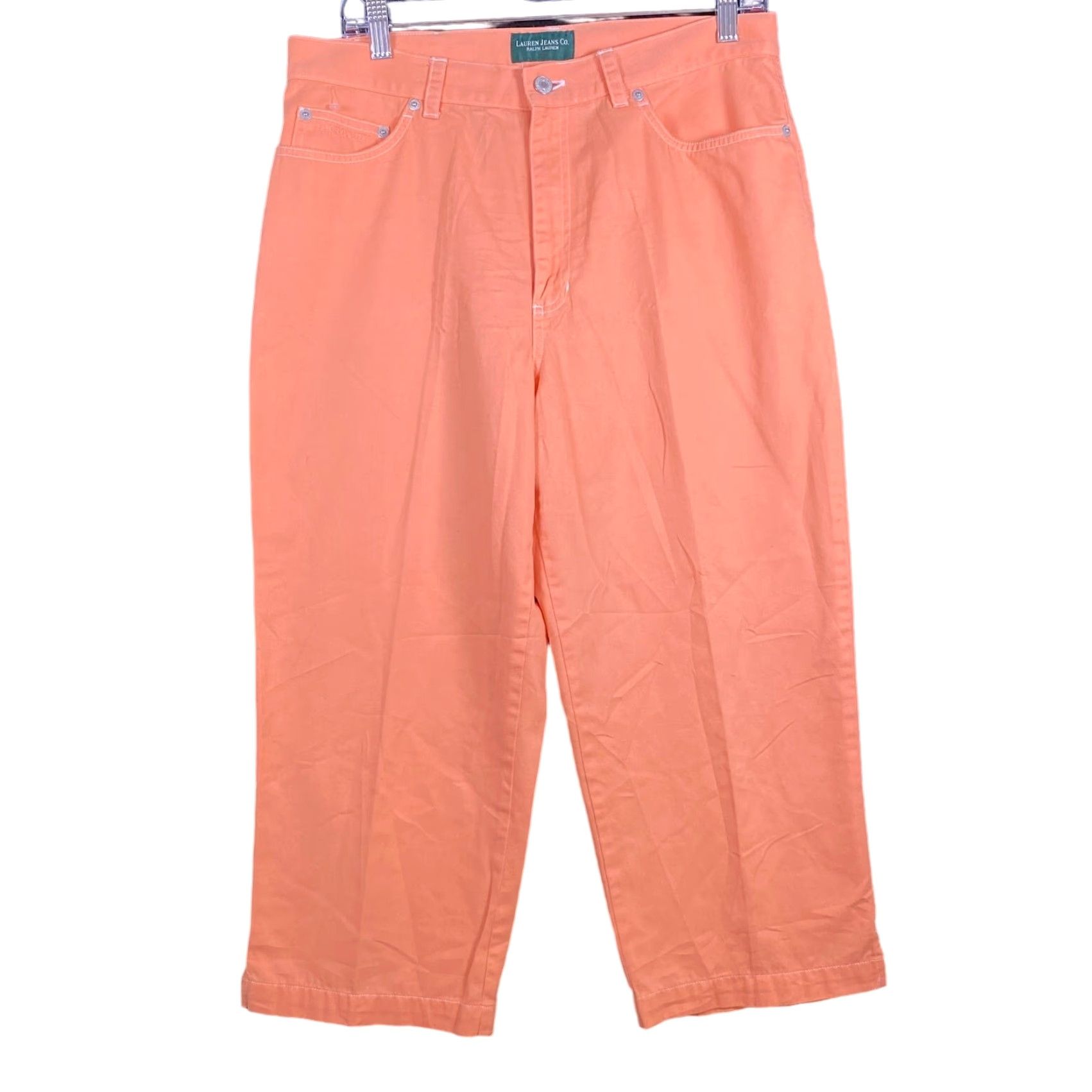 Ralph Lauren Lauren Jeans Co Womens Jeans Peach High Rise Capri Cropped 100% Cotton 12 Denim 5-Pocket Design Womens Size 34" / US 12 / IT 48 - 2 Thumbnail