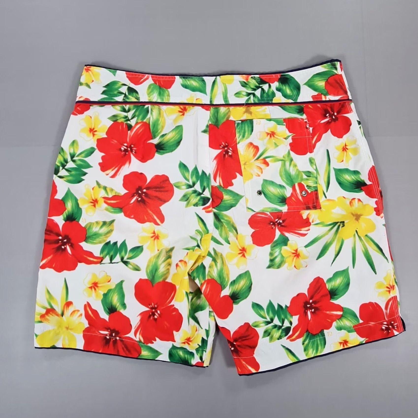 Parker Parke & Ronen Mens Swim Shorts White 32 Floral Holiday Swim Bottom Quick Dry Pockets Drawstring Size US 32 / EU 48 - 5 Thumbnail