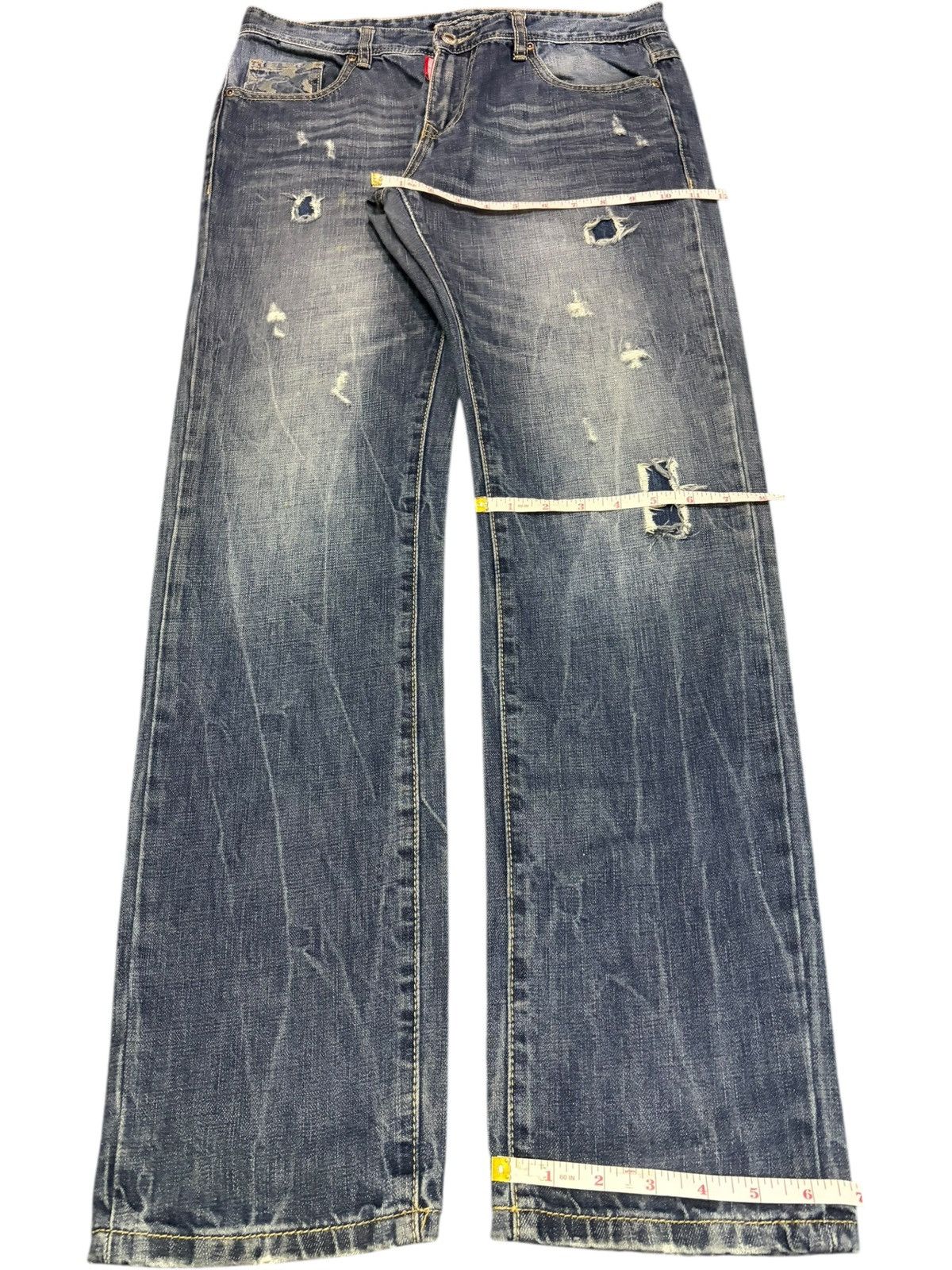 Dsquared2 Vintage Japanese Brand Faded Wash Patch Distress Jeans Size US 33 - 8 Thumbnail