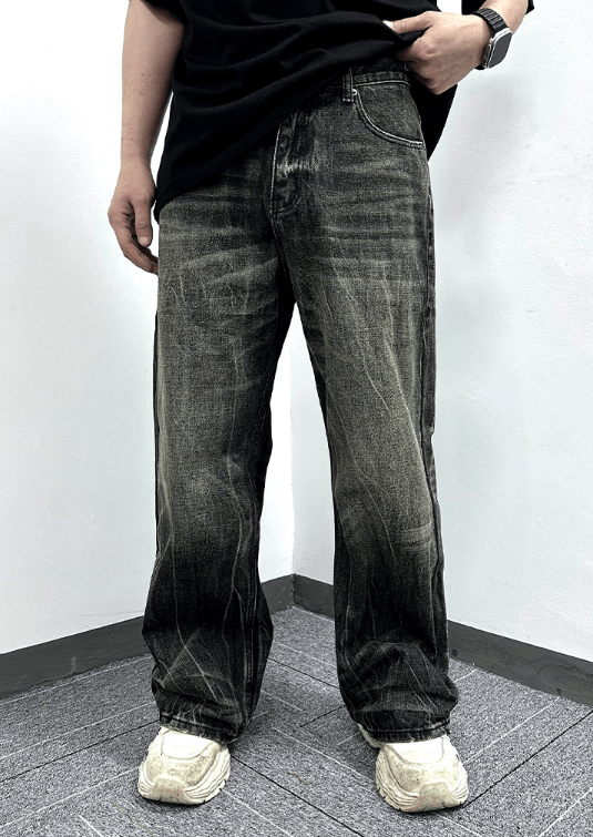 Japanese Brand × Jean Retro distressed trendy loose casual lightning washed jeans Size US 32 / EU 48 - 1 Thumbnail