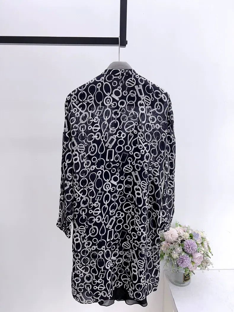 Hermes Hermes Black and White Silk Dress Size XS / US 0-2 / IT 36-38 - 2 Thumbnail