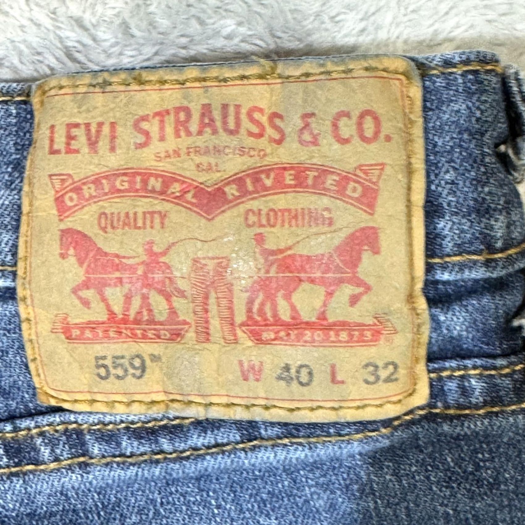 Levi's Levi's 559 Jeans Mens 40x32 Blue Whiskered Straight Fit Stretch Denim Pants Size US 40 / EU 56 - 3 Thumbnail