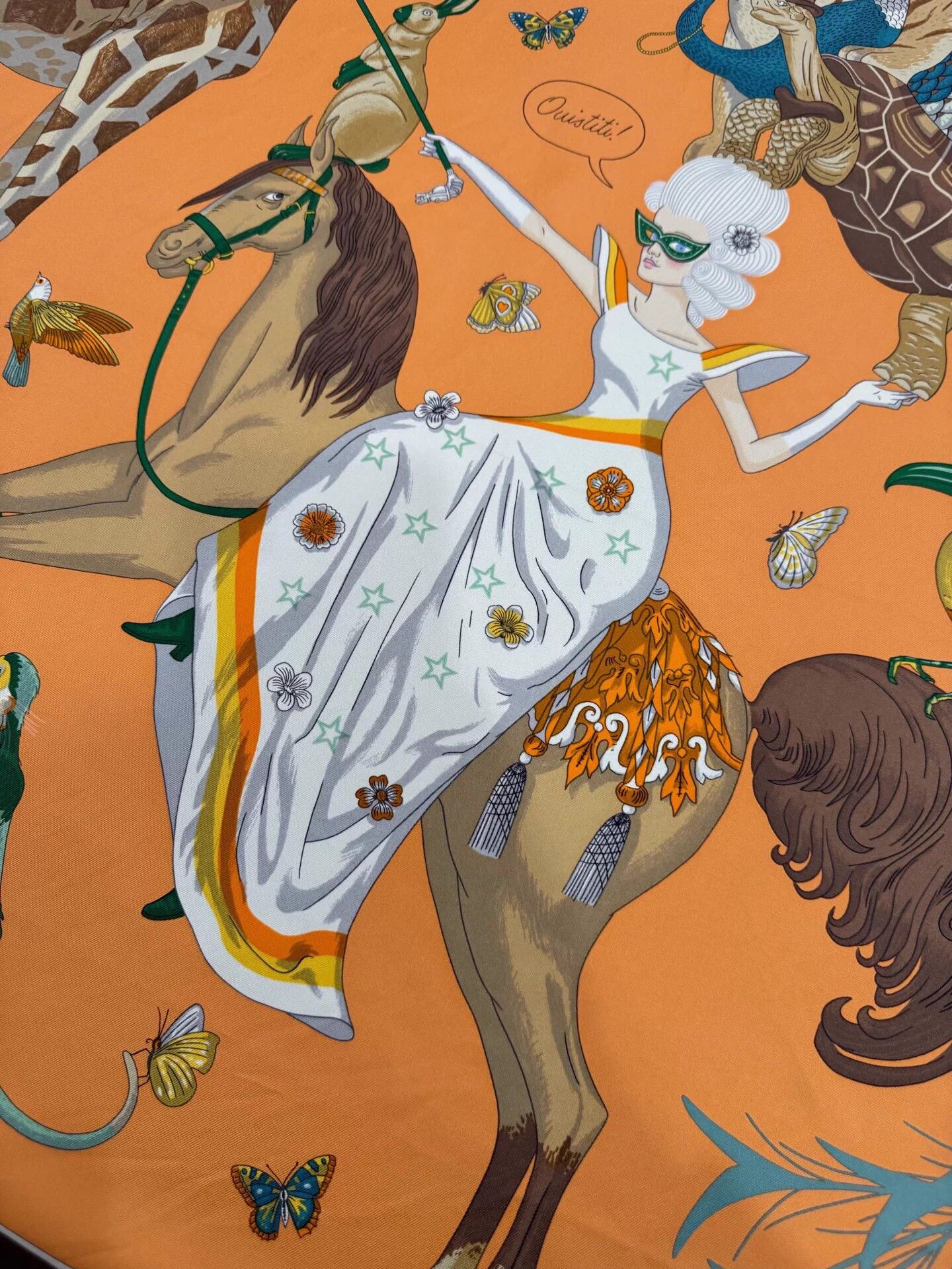 Hermes Hermes Circus Orange Cartoon Silk Scarf 90x90cm Size ONE SIZE - 6 Thumbnail