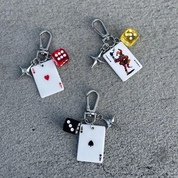 Jewelry Playing Card & Dice Keychain, Poker Charm Accessories Size ONE SIZE - 1 Thumbnail