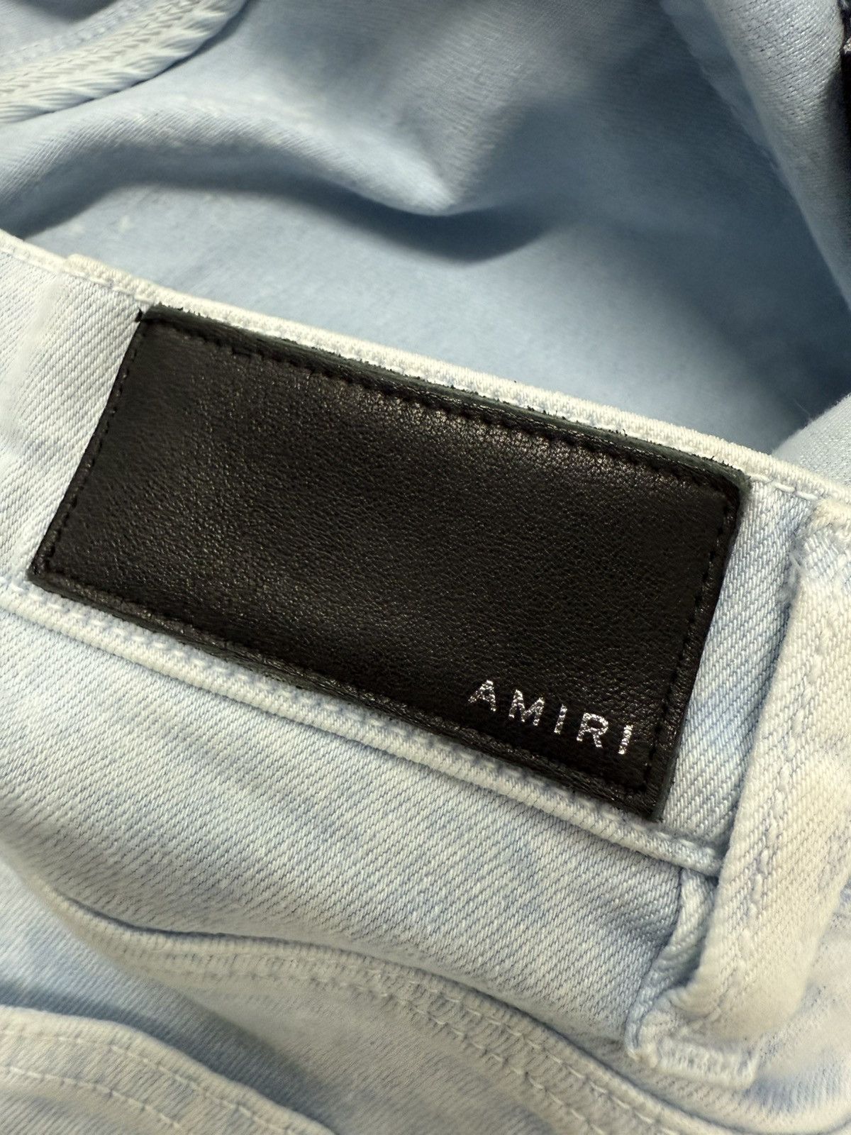 Amiri LIGHT BLUE SUEDE PATCH MX1 SKINNY JEANS Size US 34 / EU 50 - 6 Thumbnail
