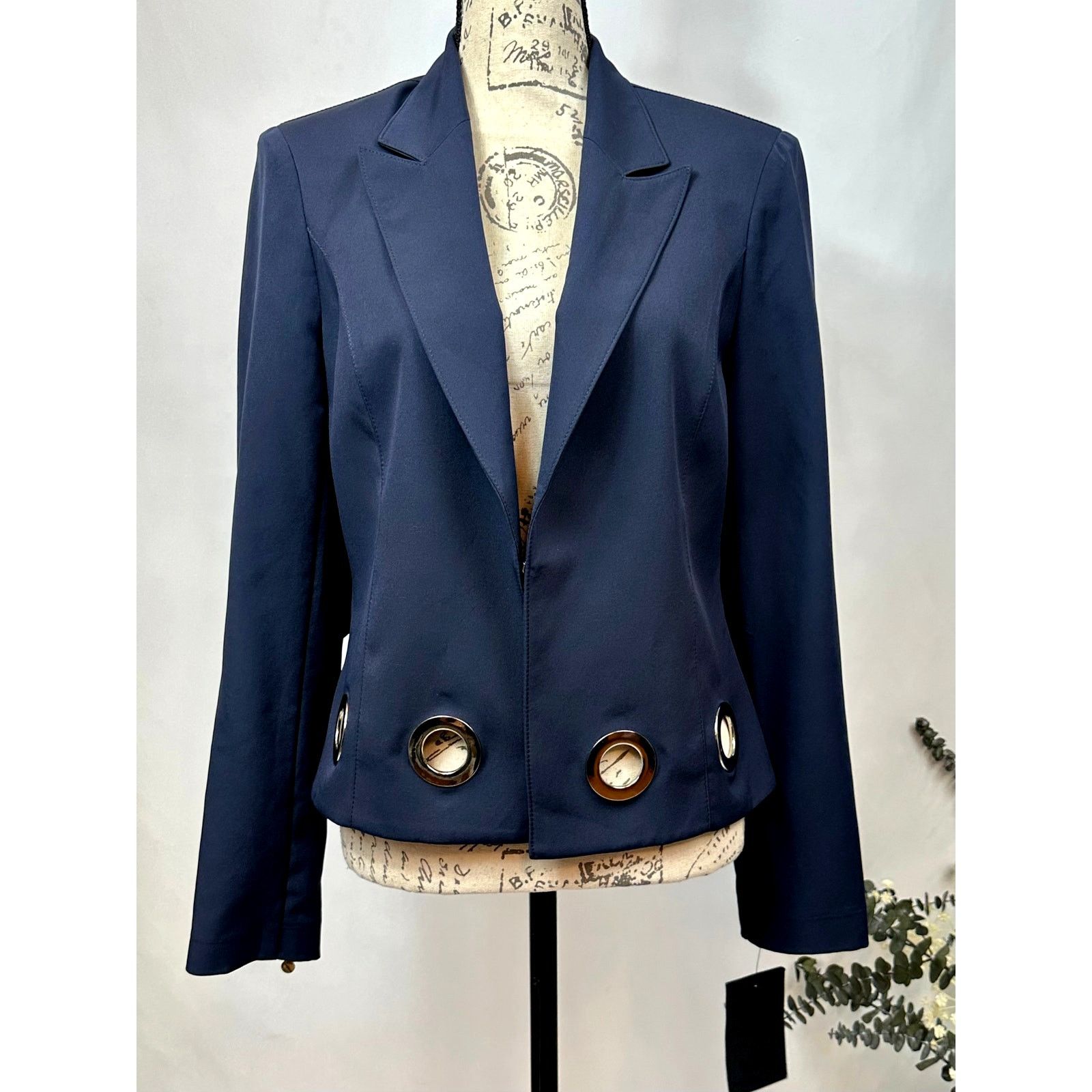 Other Vex Colley Blazer Silver-tone Grommet Details Navy 8 Size M / US 6-8 / IT 42-44 - 3 Thumbnail