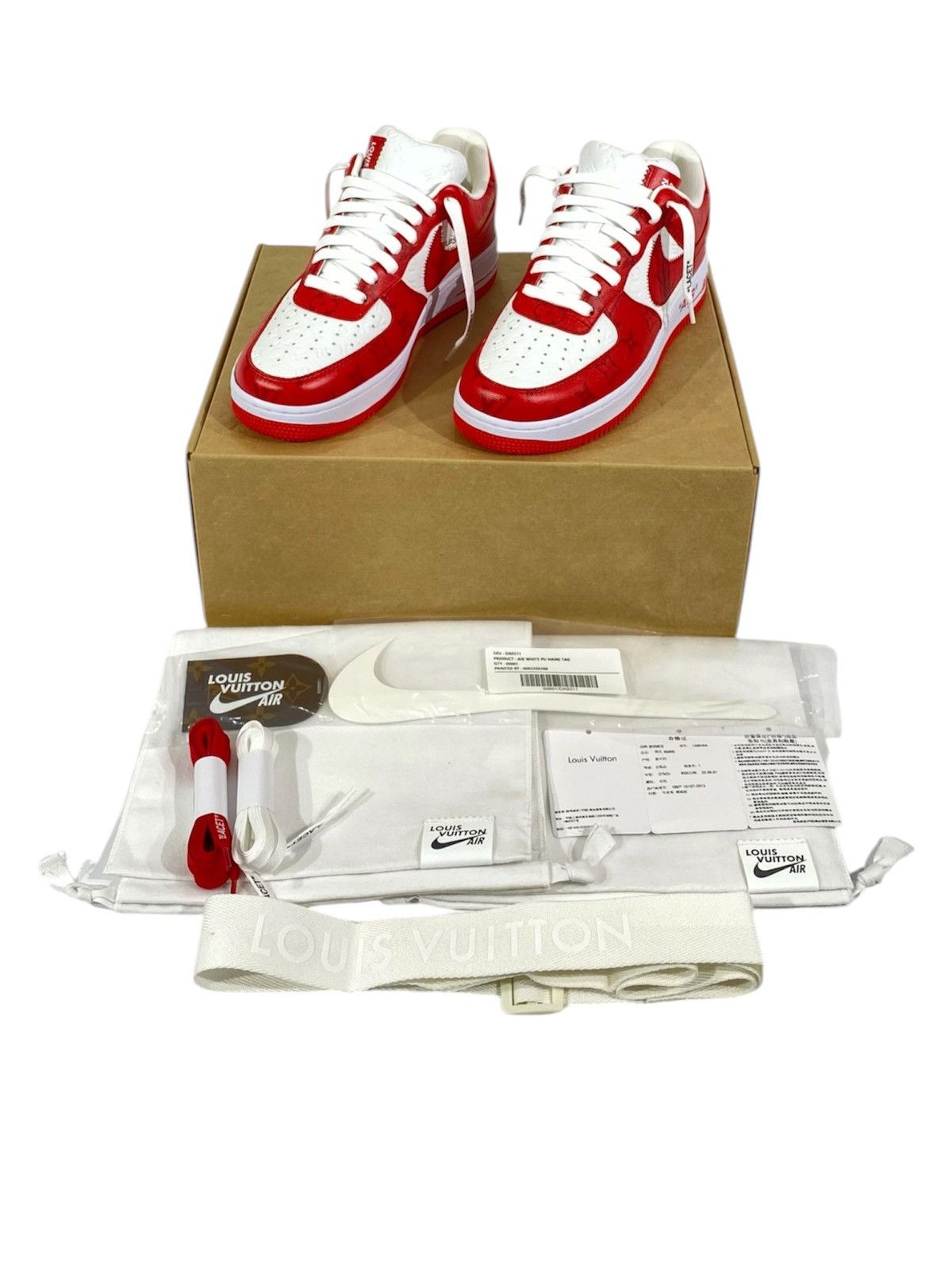 Louis Vuitton Louis Vuitton X Nike 8.5 Air Force 1 White Red Virgil Abloh Size US 8.5 / EU 41-42 - 1 Thumbnail