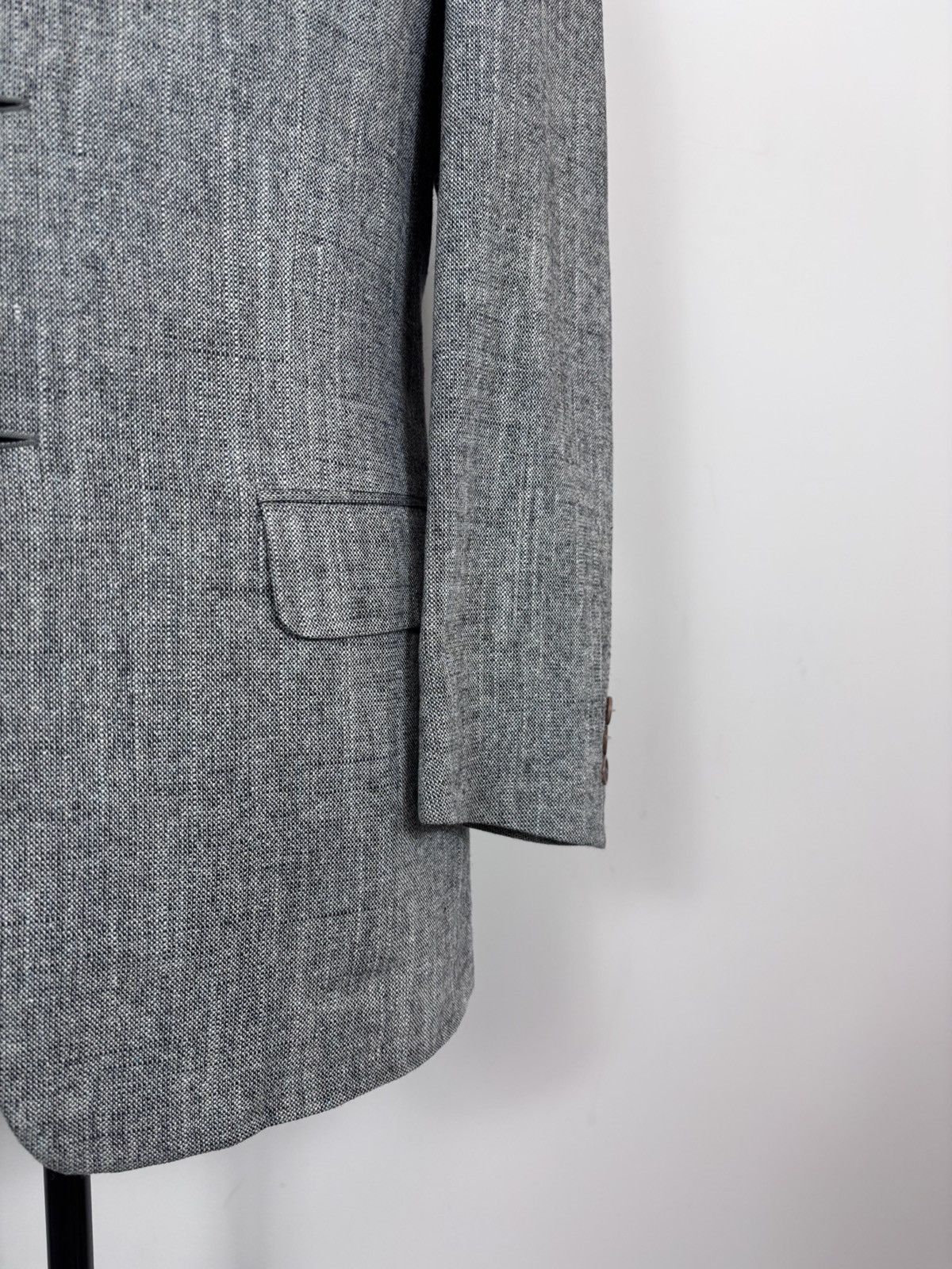 Ermenegildo Zegna Ermenegildo Zegna Soft Grey Textured Silk Blazer Jacket Size 44R - 5 Thumbnail
