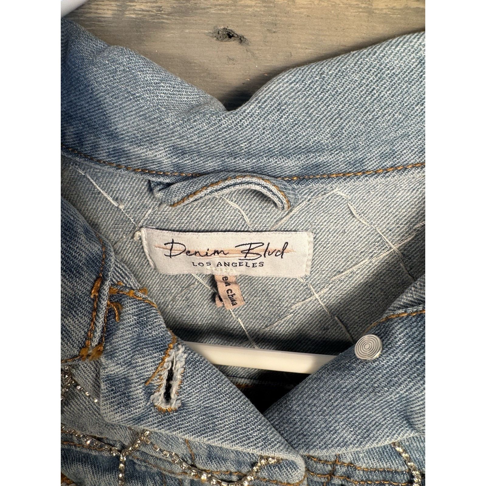 Levi's Denim Blvd Blue Jean Rhinestone Crystal Jacket Women's MEDIU Size M / US 6-8 / IT 42-44 - 5 Thumbnail