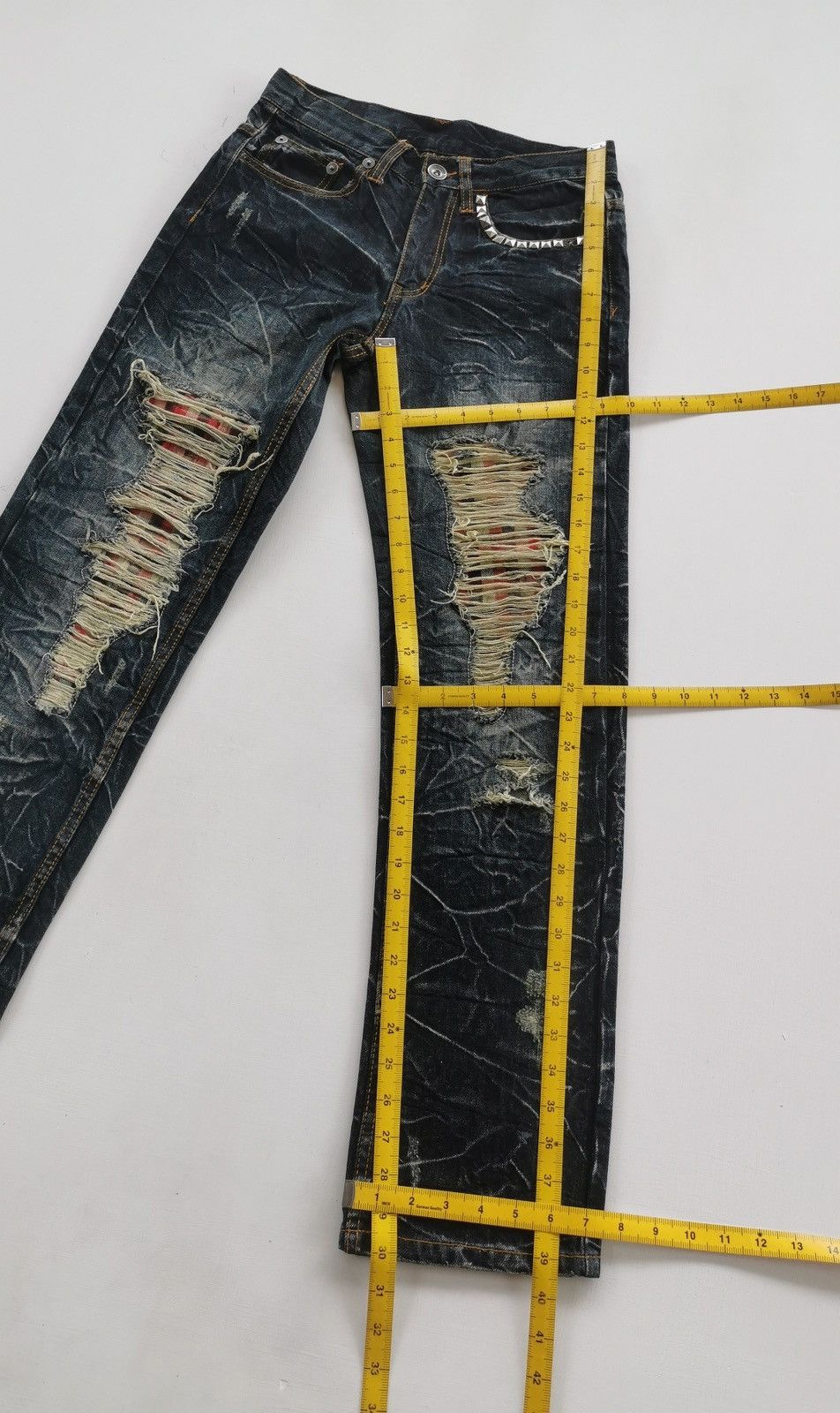 Japanese Brand Distressed Punk Zipper Studded Denim Jeans Size US 28 / EU 44 - 10 Thumbnail